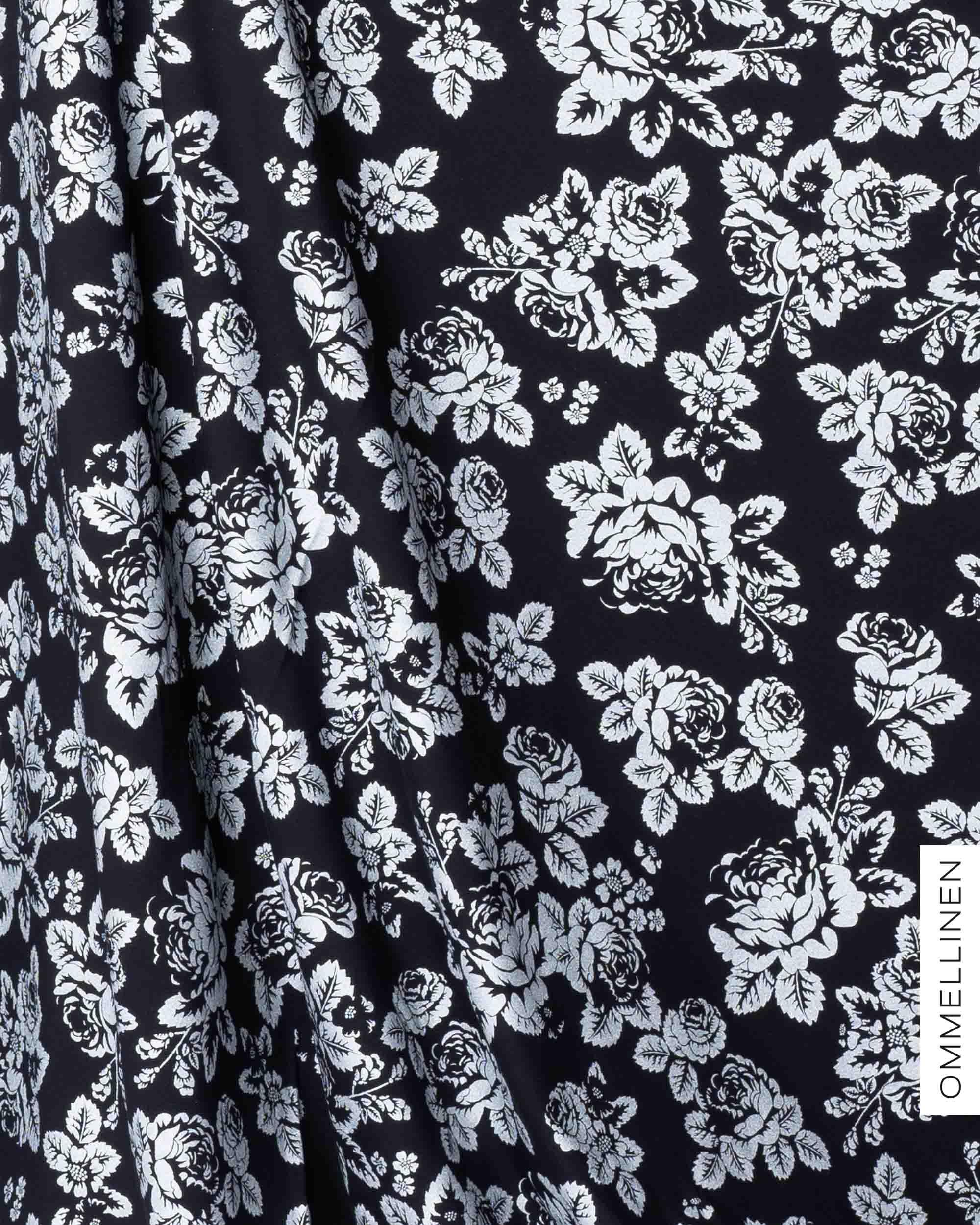 Glitteripainettu joustocollege - PALA, Babushka Roses - hopea