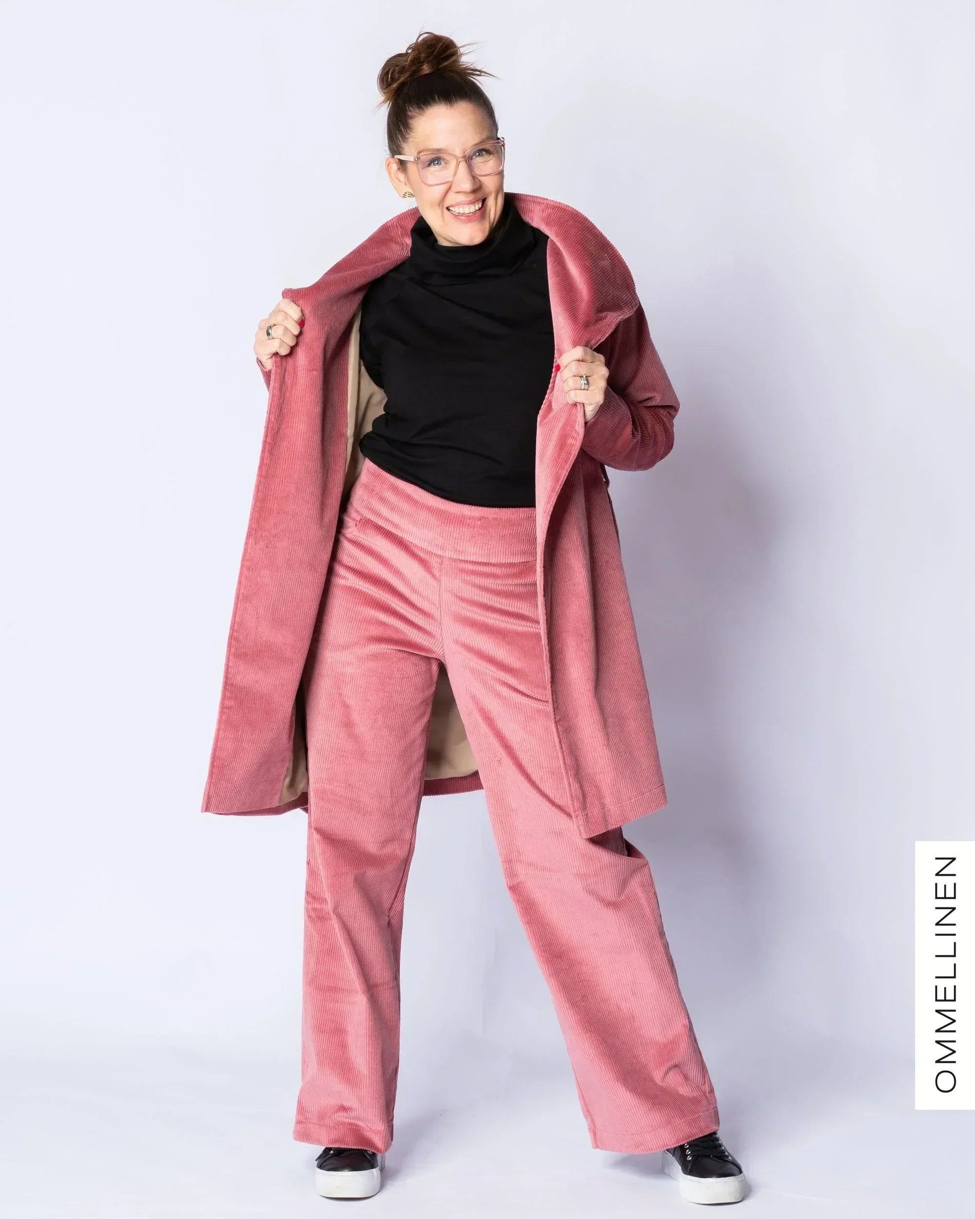 Vakosamettihousut - PITKÄ LAHJE, roosa - lievä II-laatu