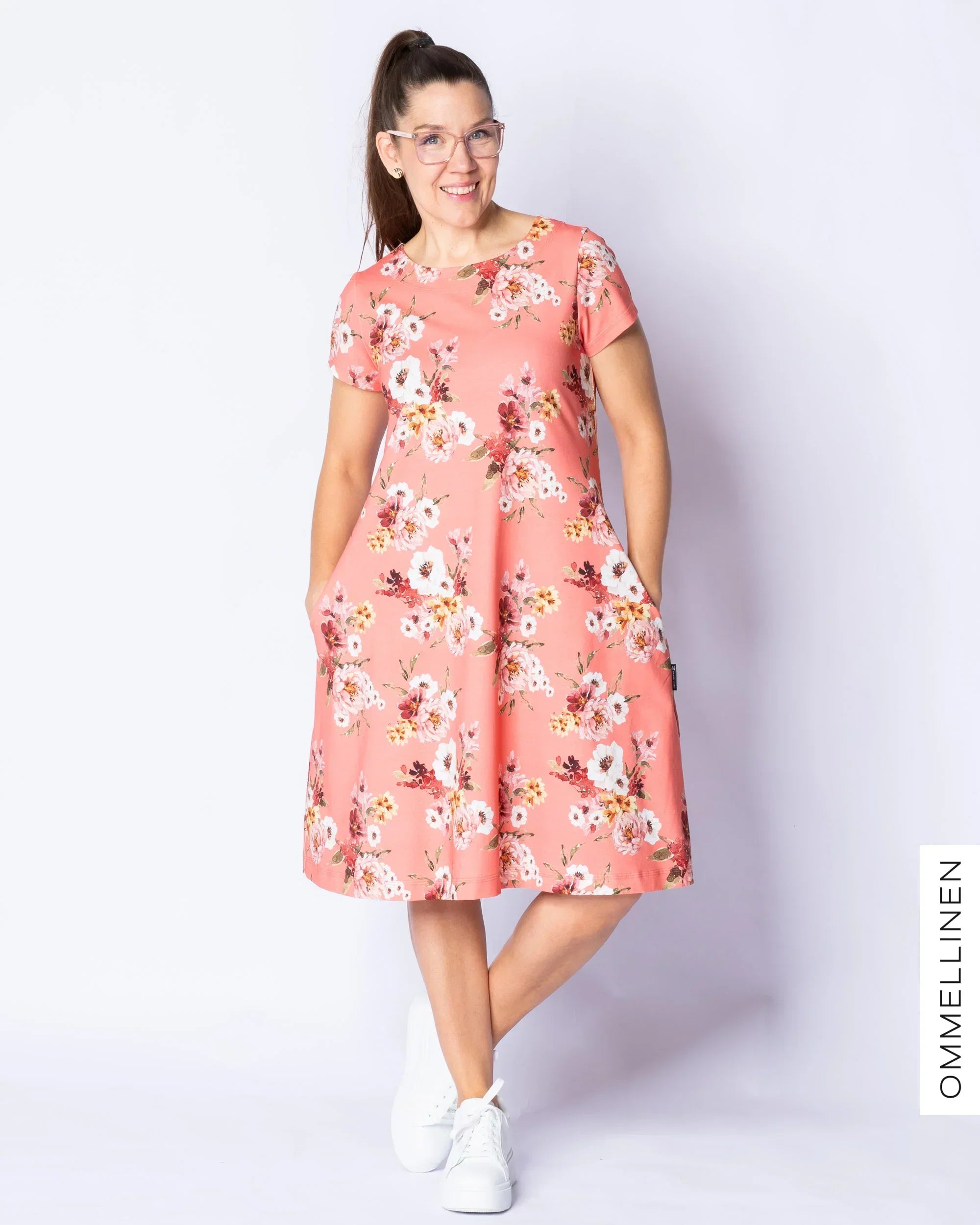 DRESS tunic - short sleeve, Vieno - coral