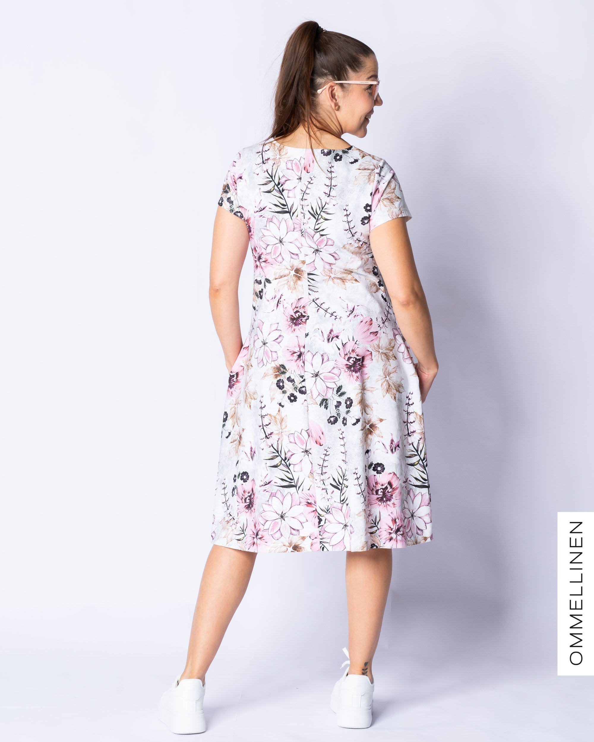 Mekkotunika - lyhyt hiha, Tulppaanien tanssi - harmaa/roosa