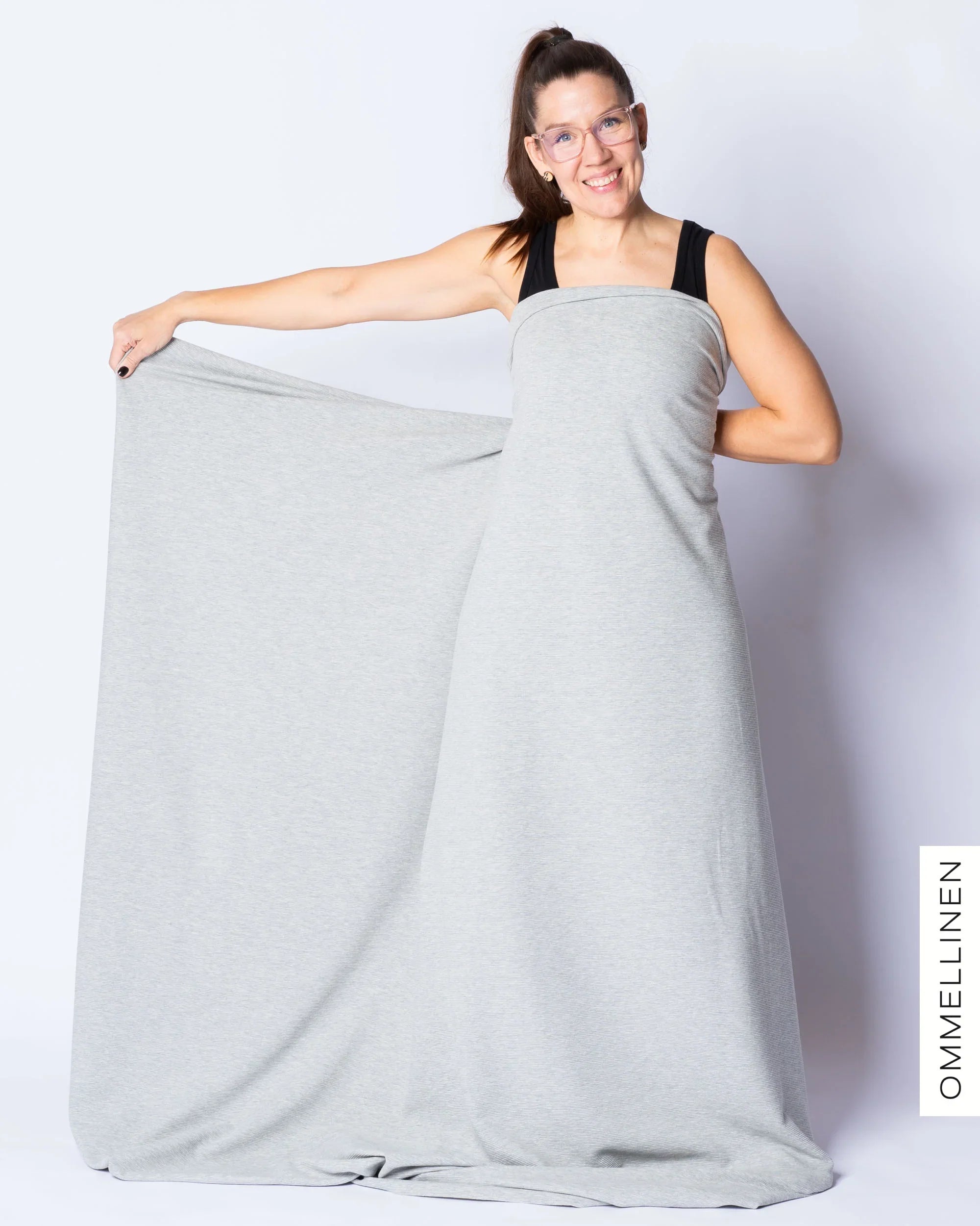 Ottoman - puuvillaneulos, meleerattu harmaa