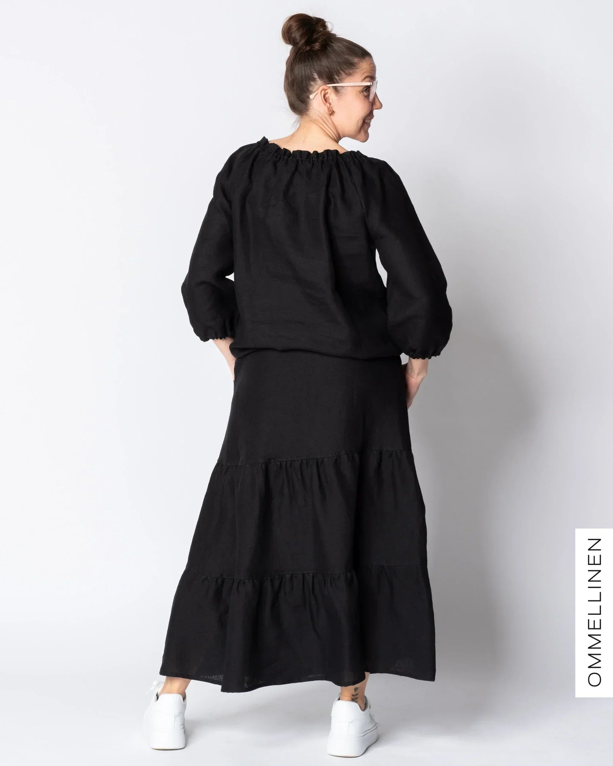 LINEN skirt, black