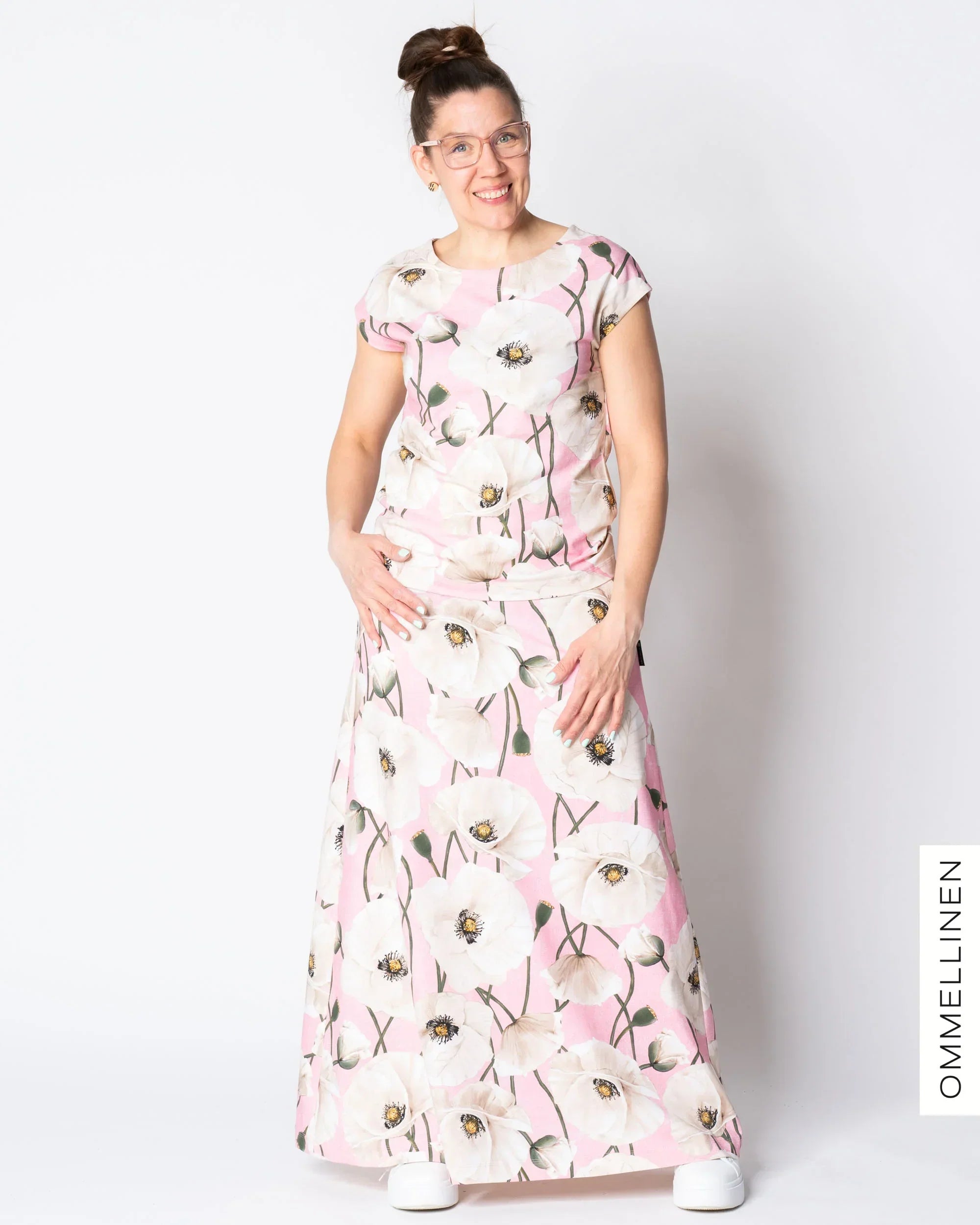 Maxihame, Yökukka - vaaleanpunainen/luonnonvalkoinen