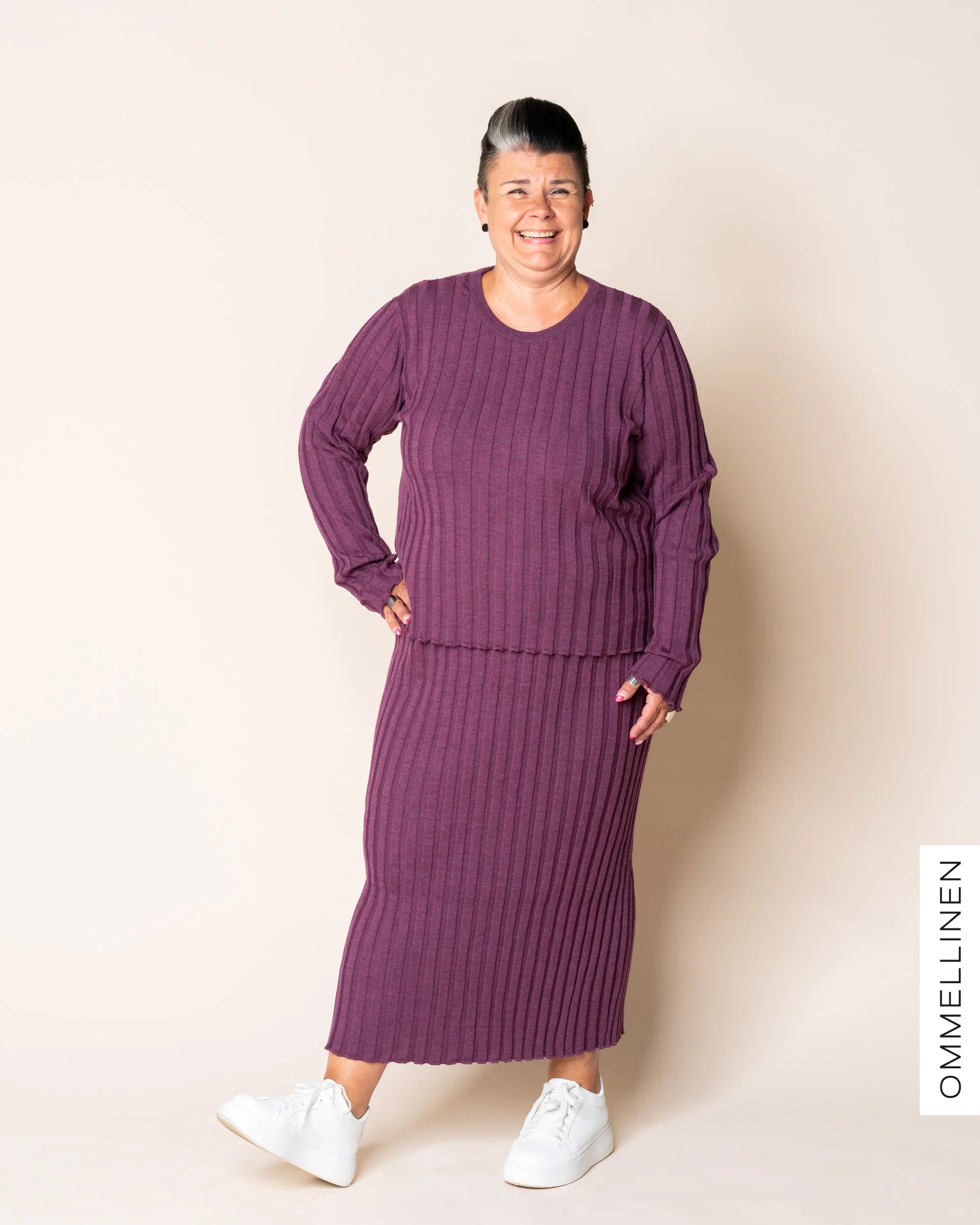 Ribbipaita - merinovilla, purppura