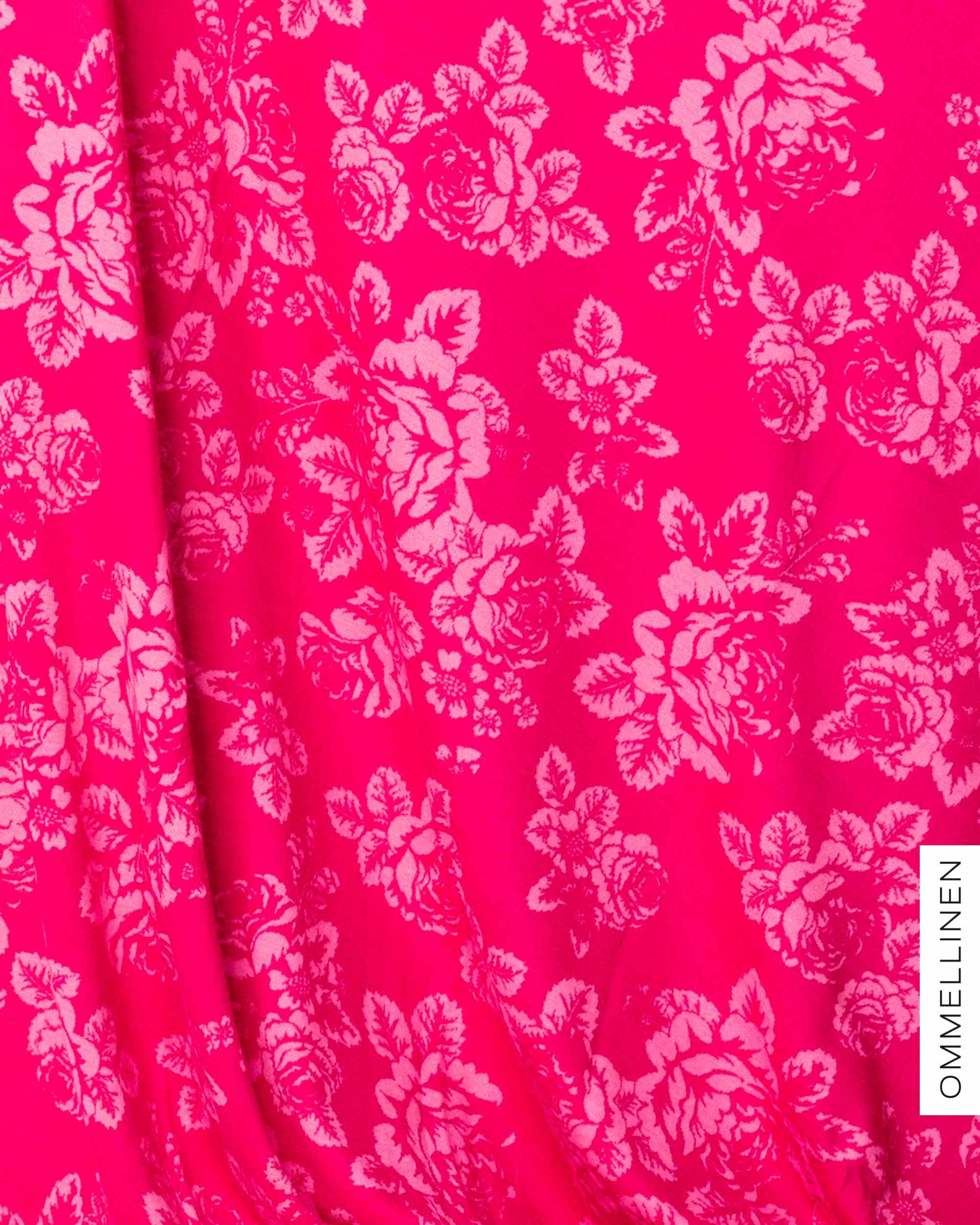 Merino wool, Babushka Roses - pink