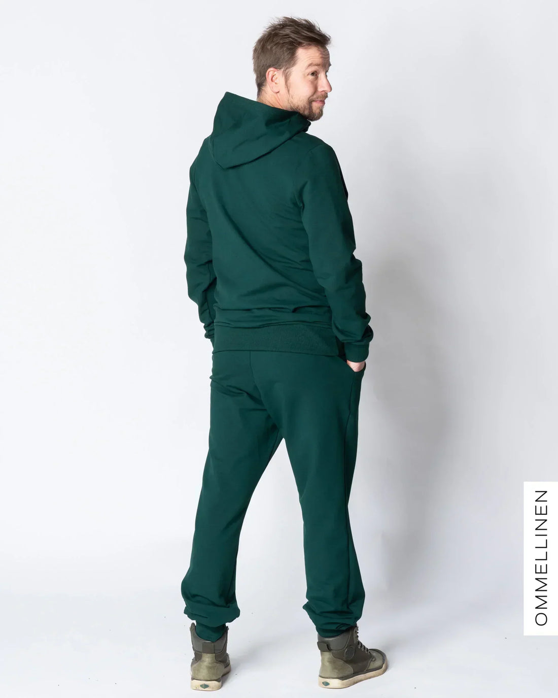 Miesten huppari, smaragdi - harjattu