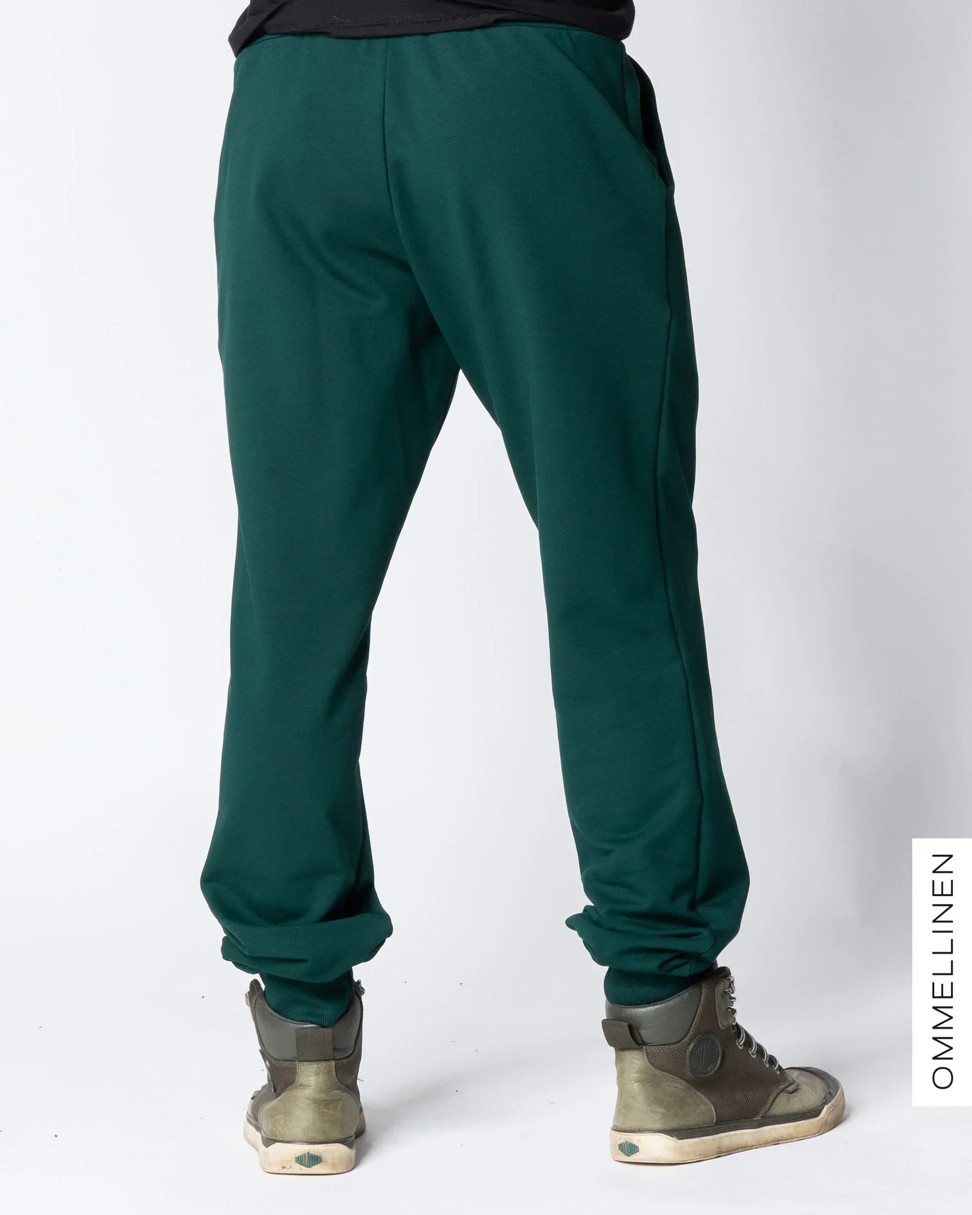 Miesten collarihousut, smaragdi - harjattu