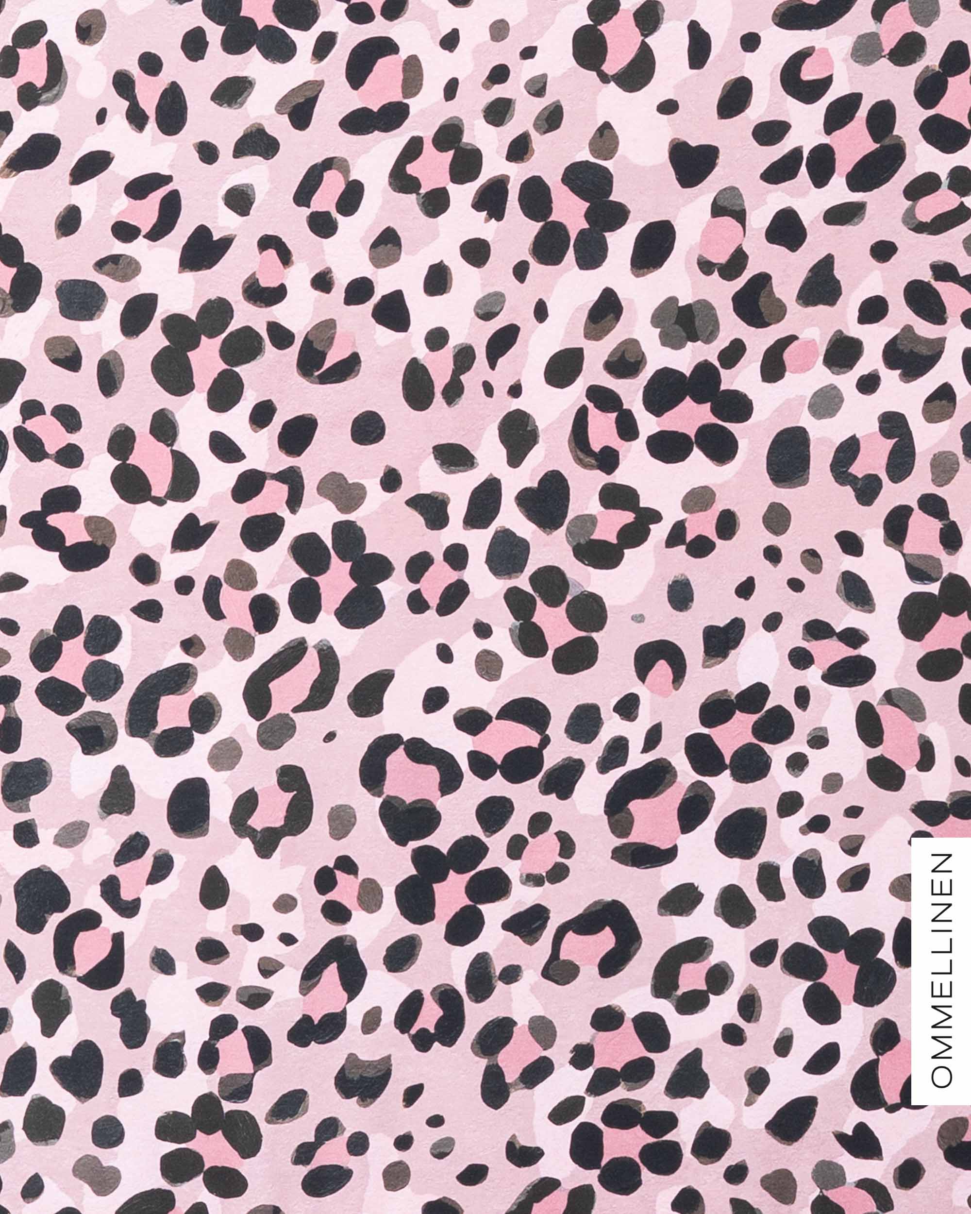 French terry, Kukkaleopardi - light pink