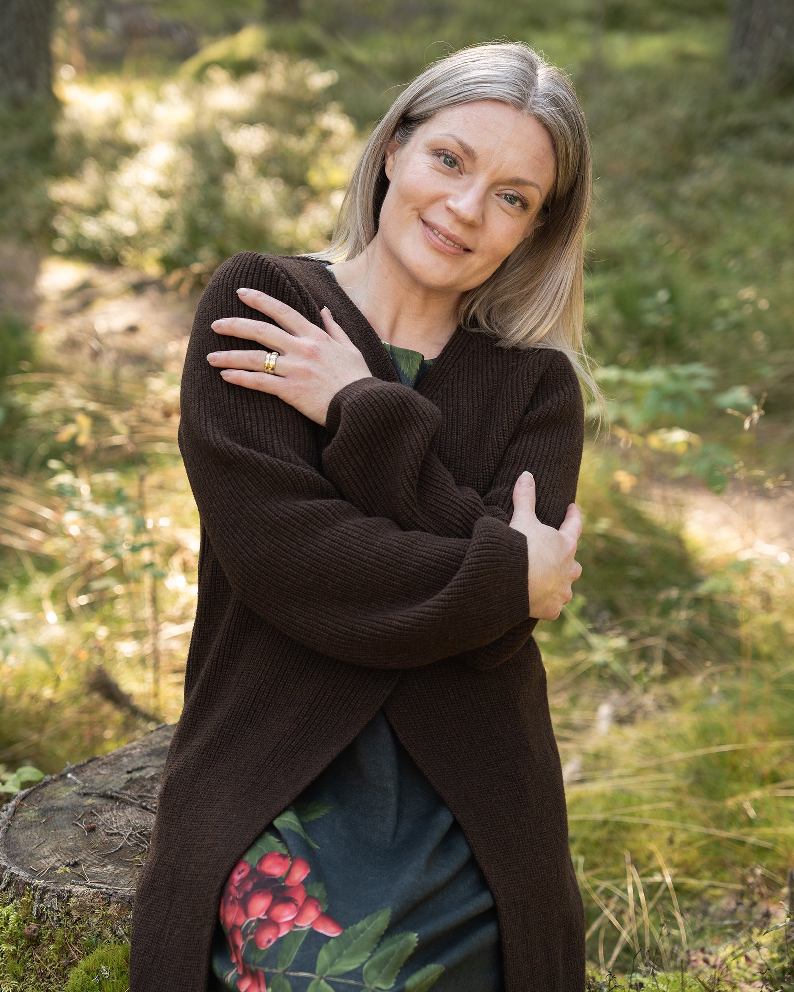 MAXI cardigan - merino wool, brown