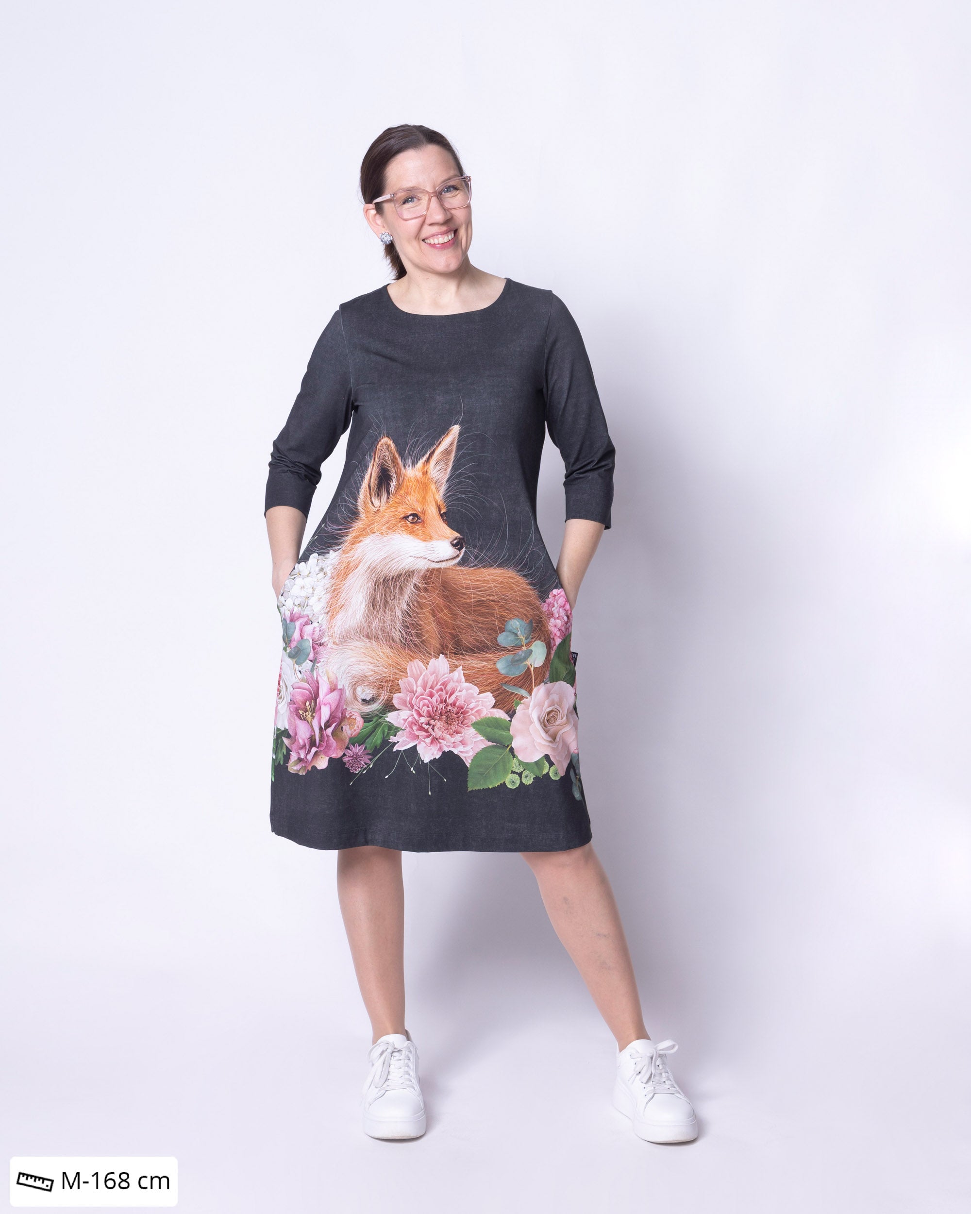 HUPS! Iisimekko, Kukkakimppu ja kettu - harmaa - 3XL