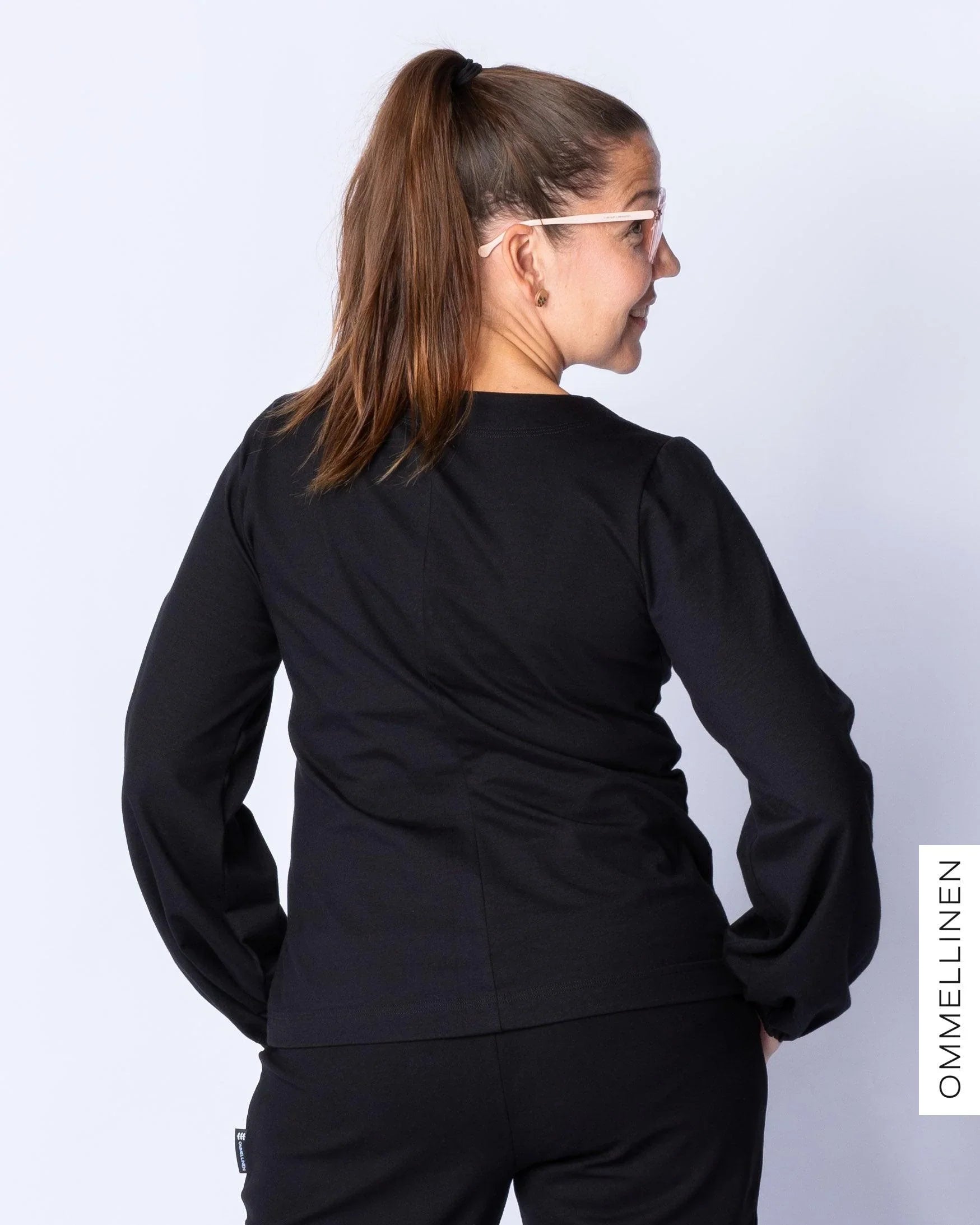 Puffipaita - pitkä hiha, Musta