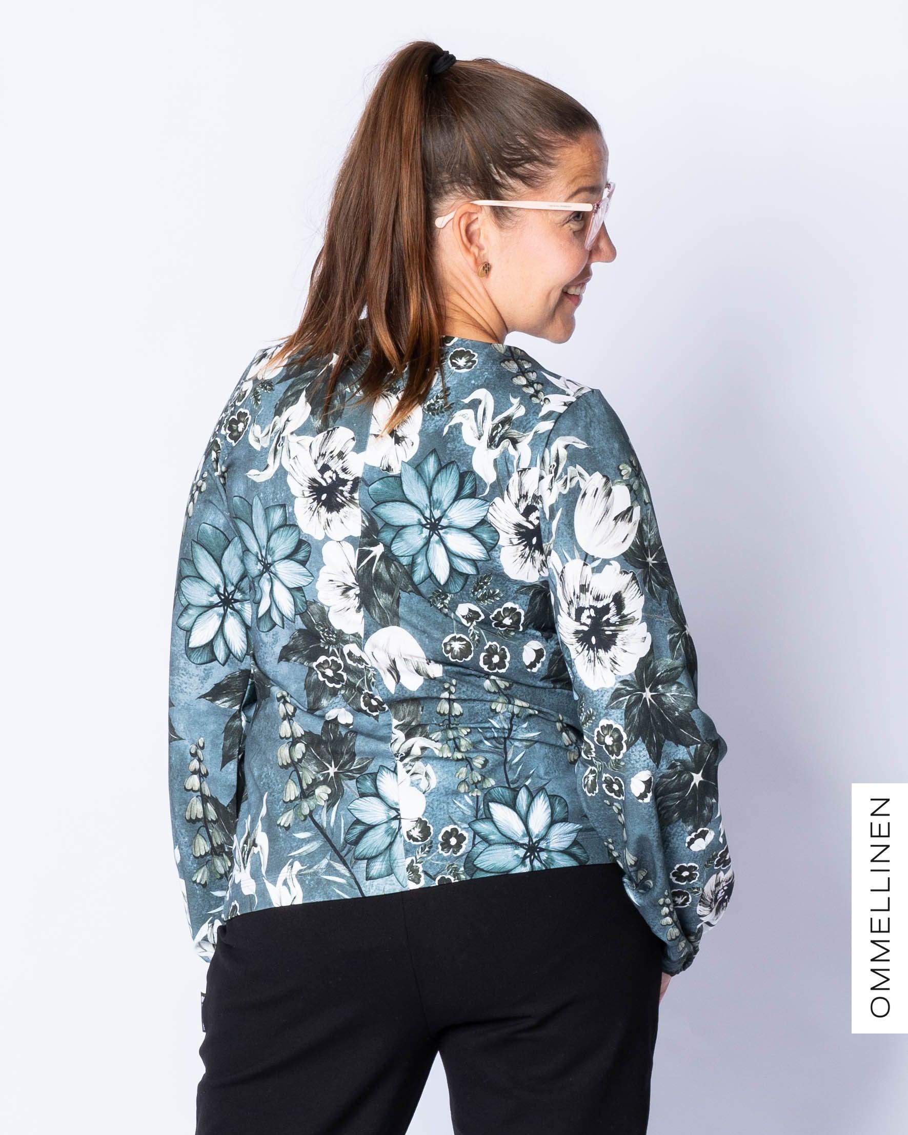 Puffipaita - pitkä hiha, Tulppaanien tanssi - siniharmaa