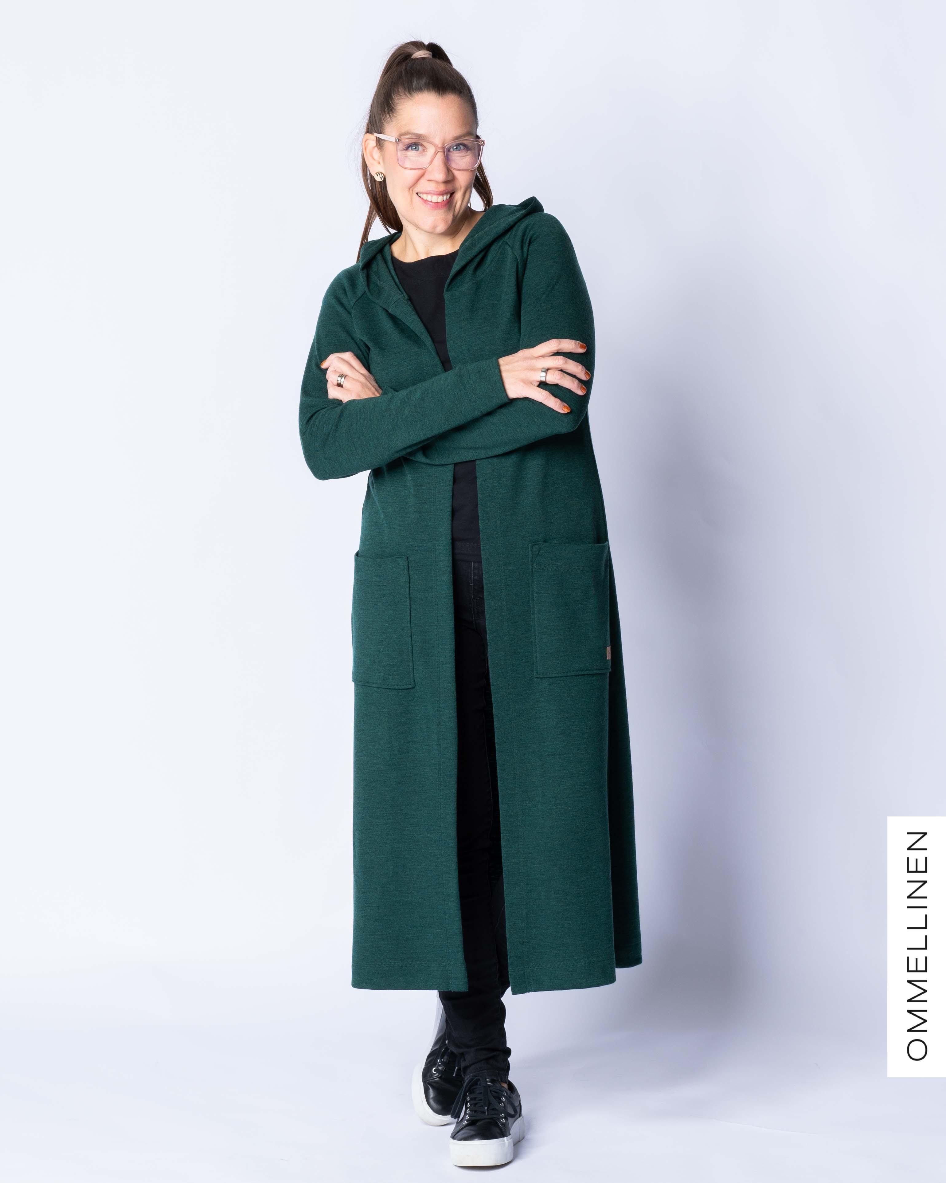 Merinovillainen Rentoilutakki, meleerattu tummanvihreÀ