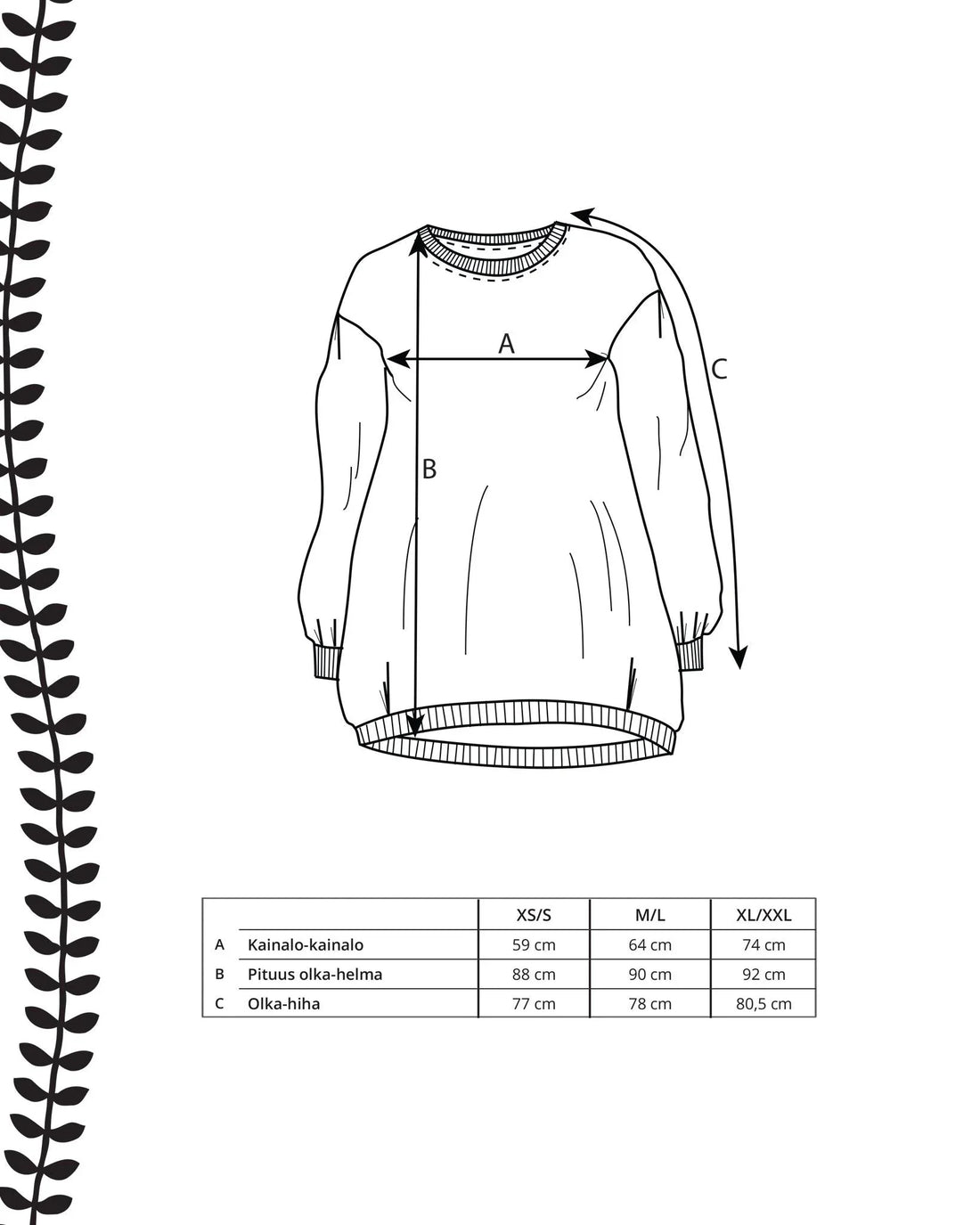 Kaava - jättipaita - Ommellinen
