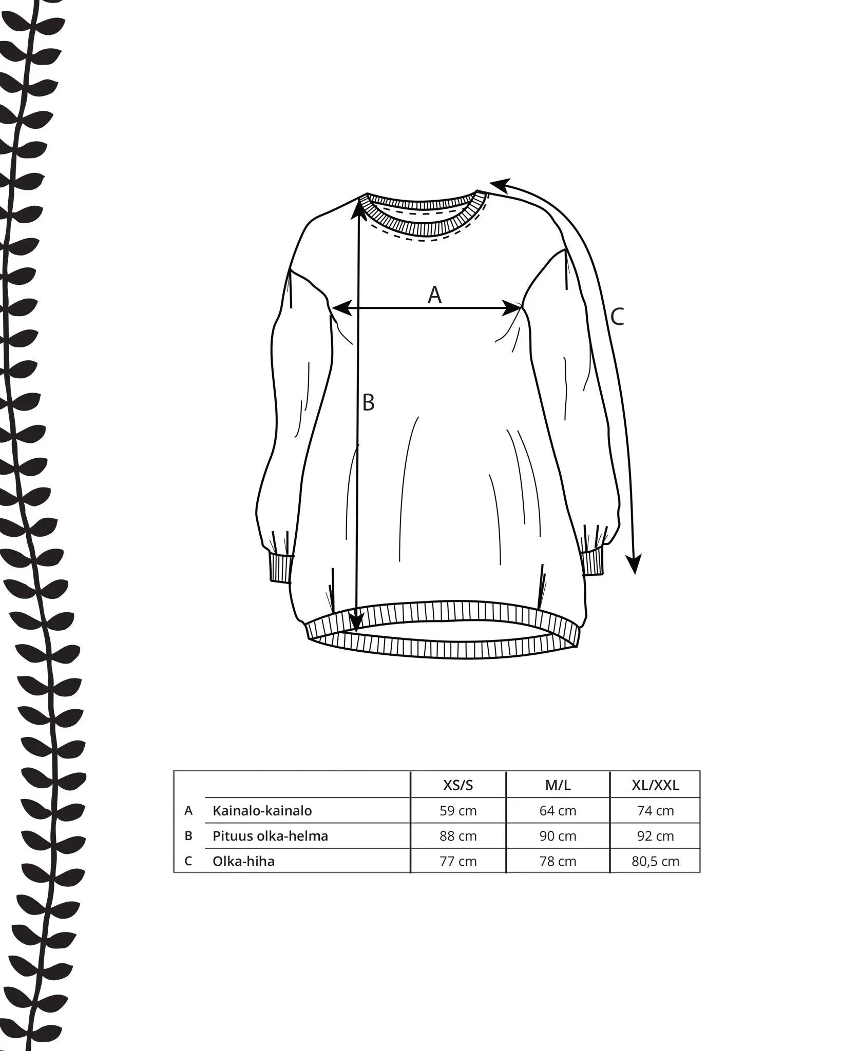 Kaava - jÀttipaita - Ommellinen