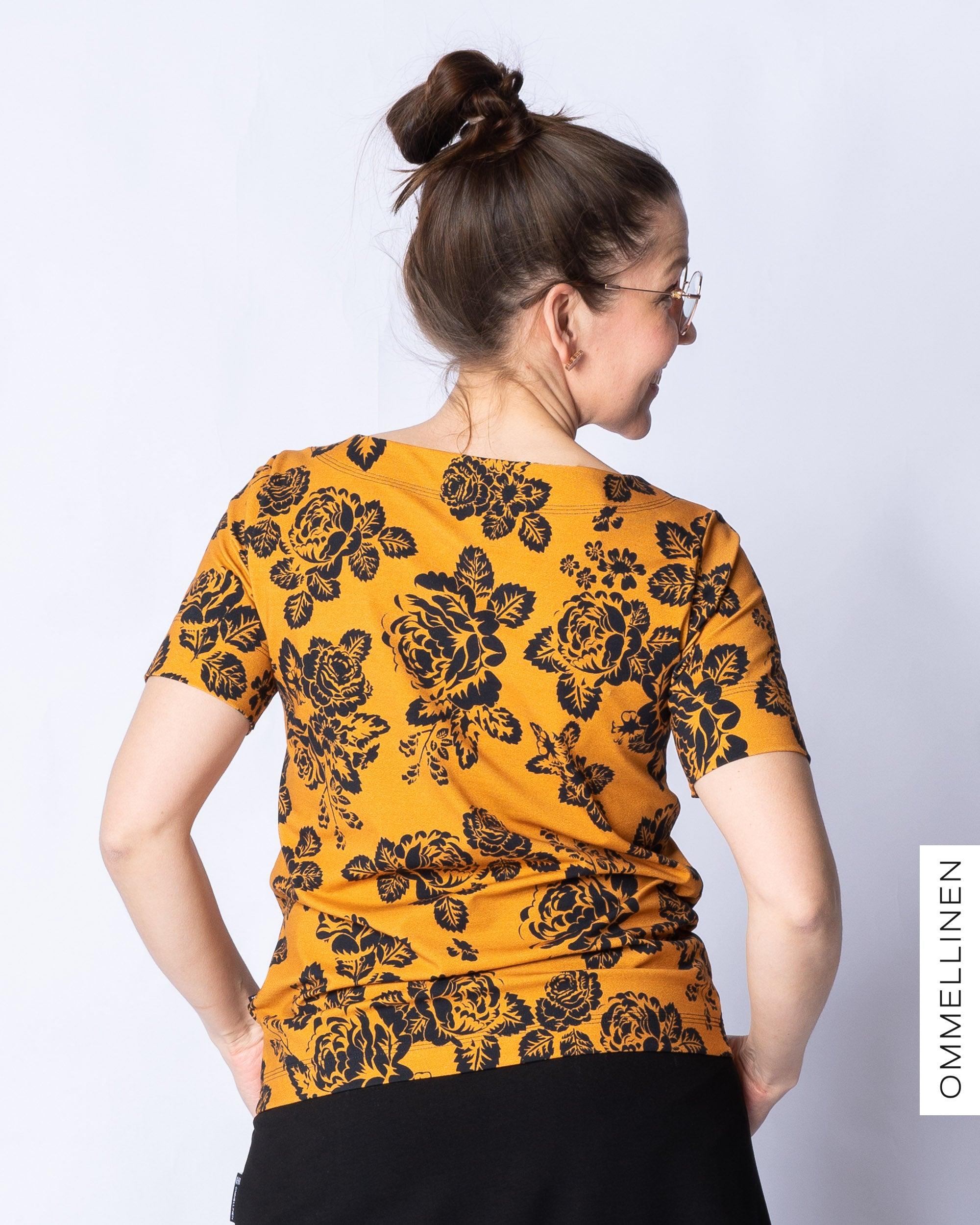 Luottopaita - lyhyt hiha, Babushka Roses Pitsi - okra - Ommellinen