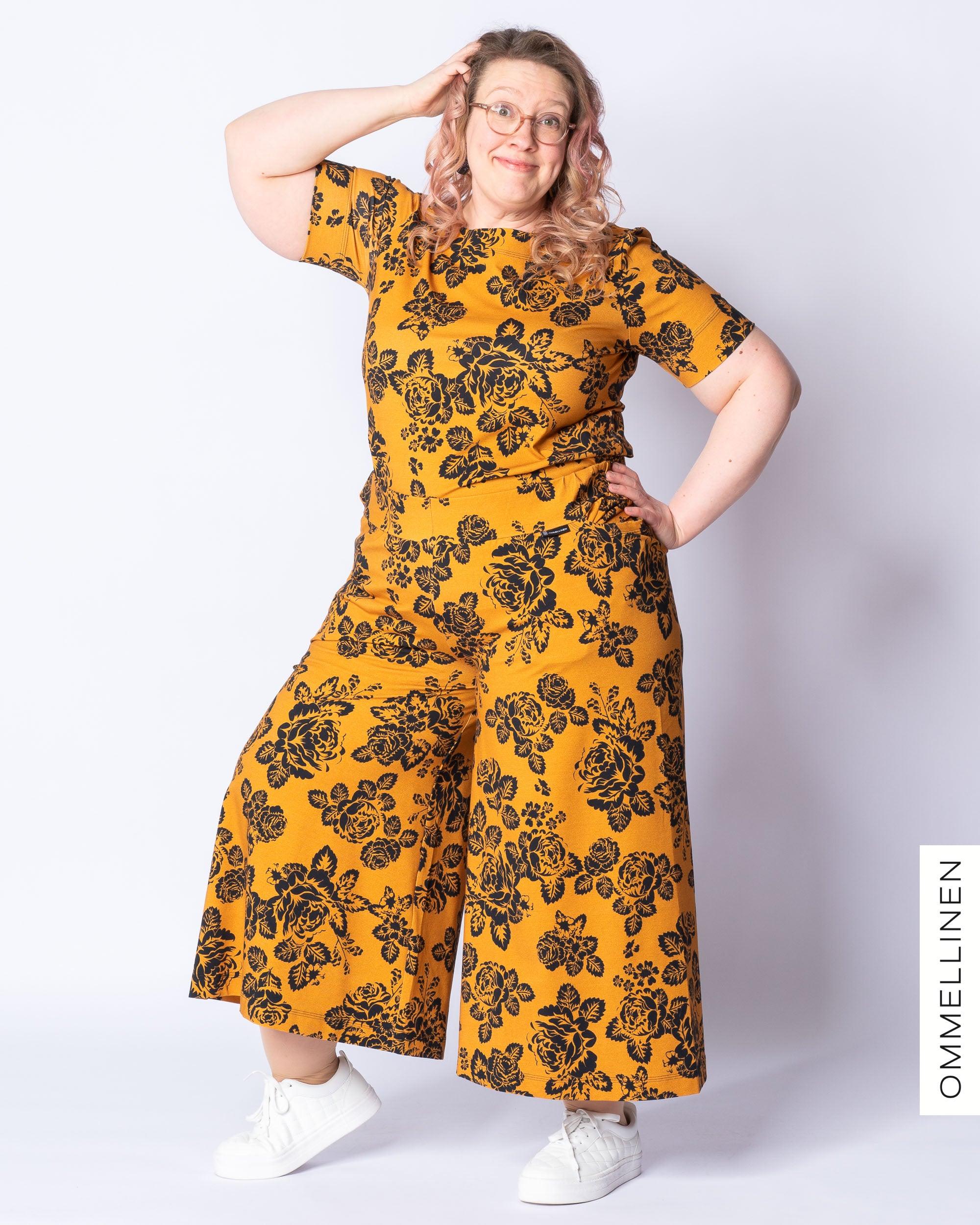 Luottopaita - lyhyt hiha, Babushka Roses Pitsi - okra - Ommellinen