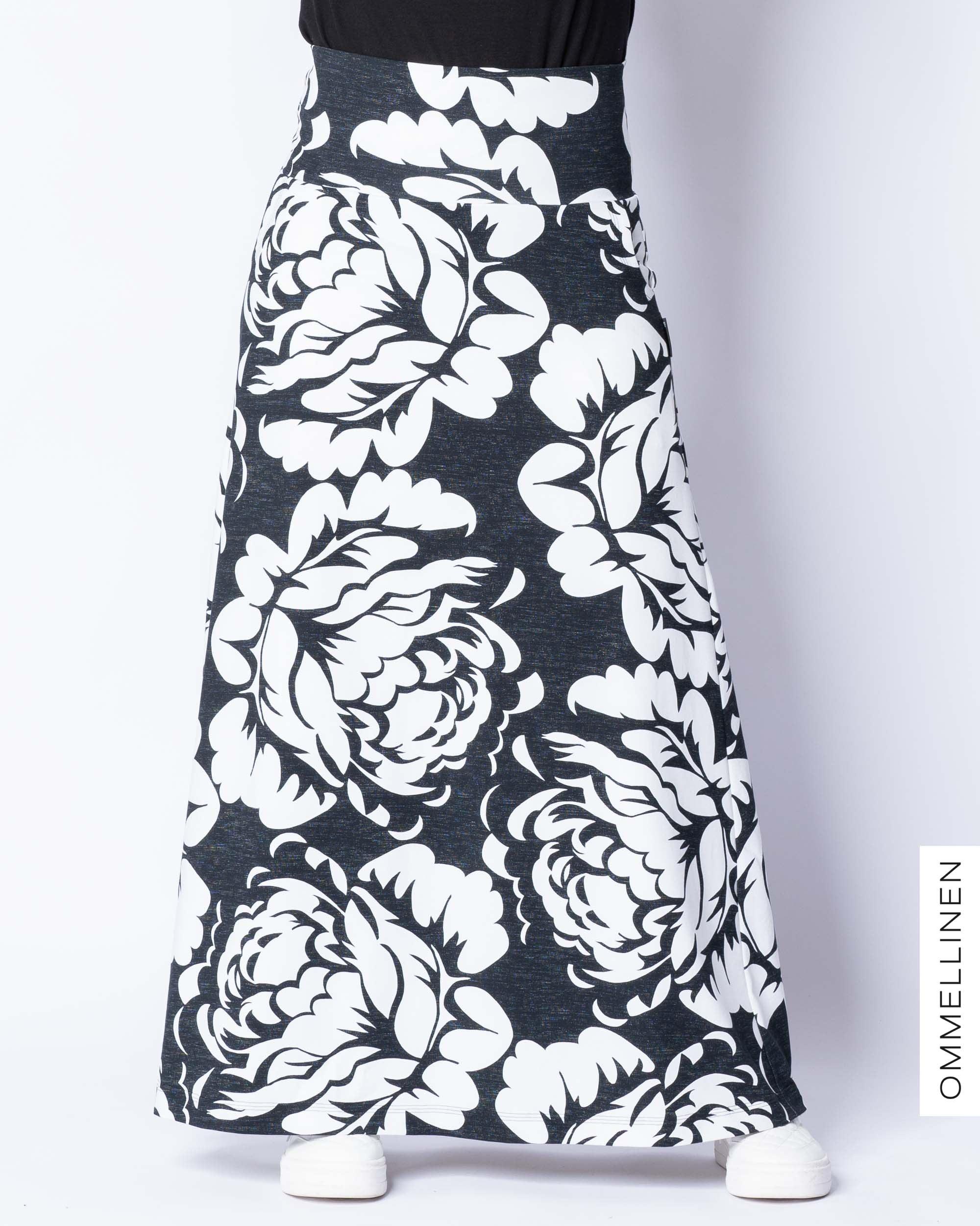 Maxihame, Babushka Roses JÀtti - musta/valkoinen, lievÀ II-laatu - Ommellinen