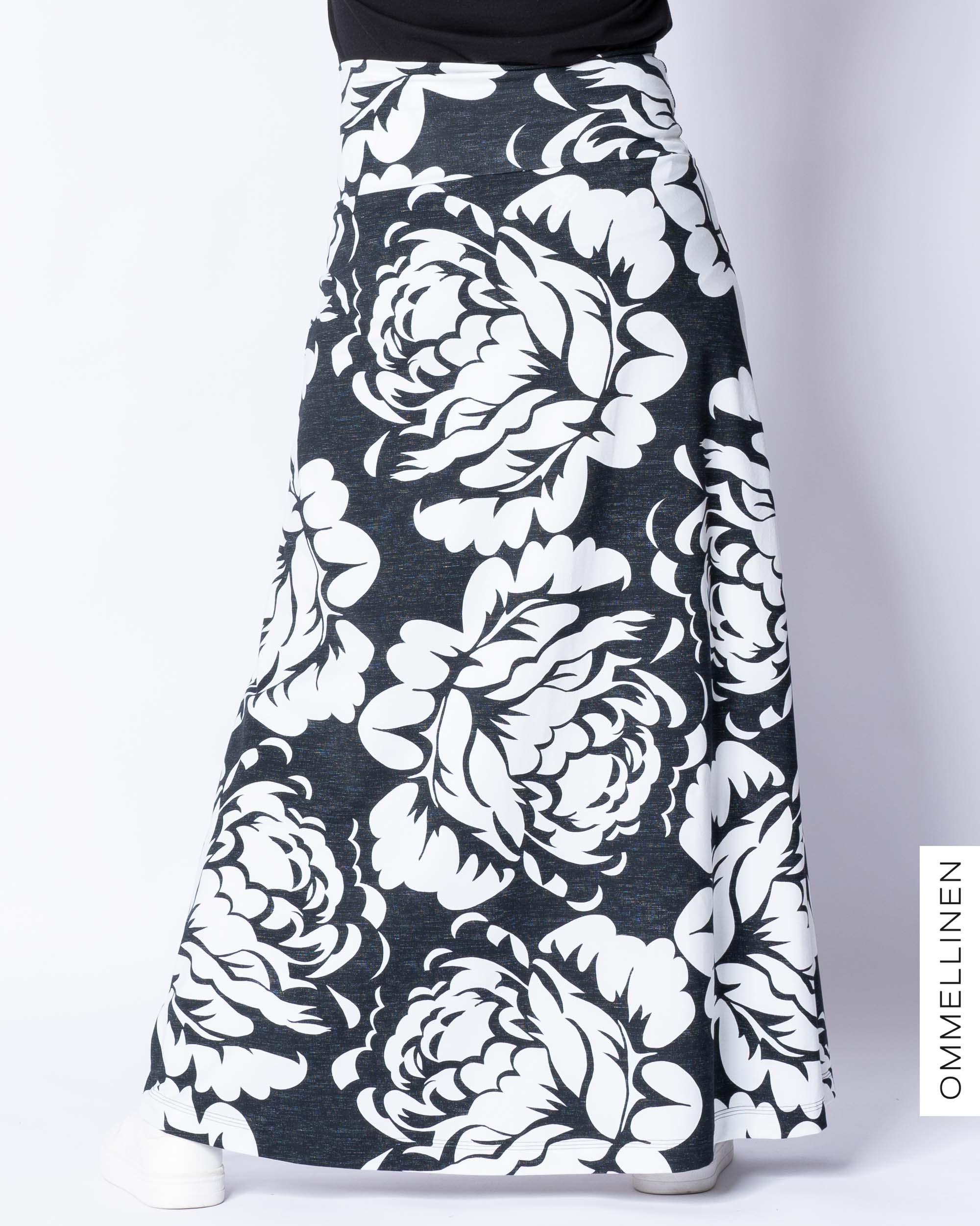 Maxihame, Babushka Roses JÀtti - musta/valkoinen, lievÀ II-laatu - Ommellinen