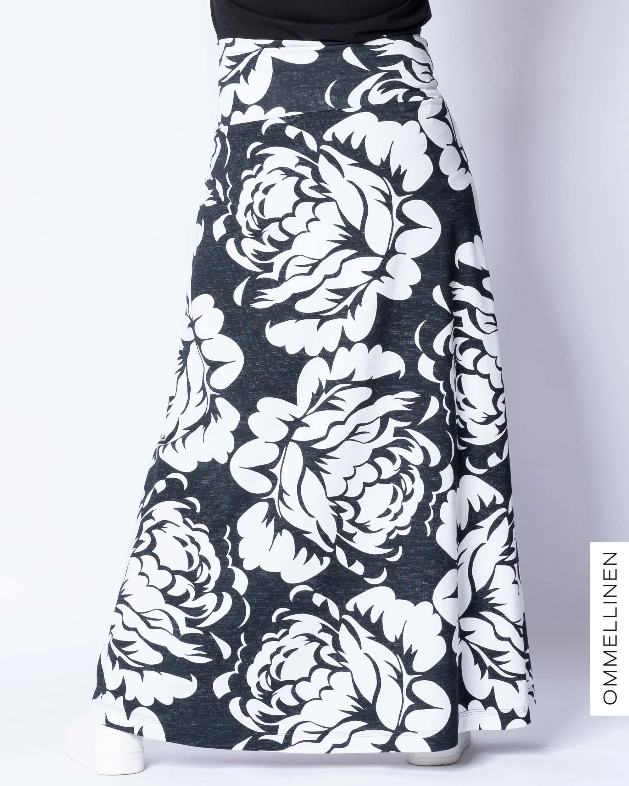 Maxihame, Babushka Roses Jätti - musta/valkoinen, lievä II-laatu - Ommellinen