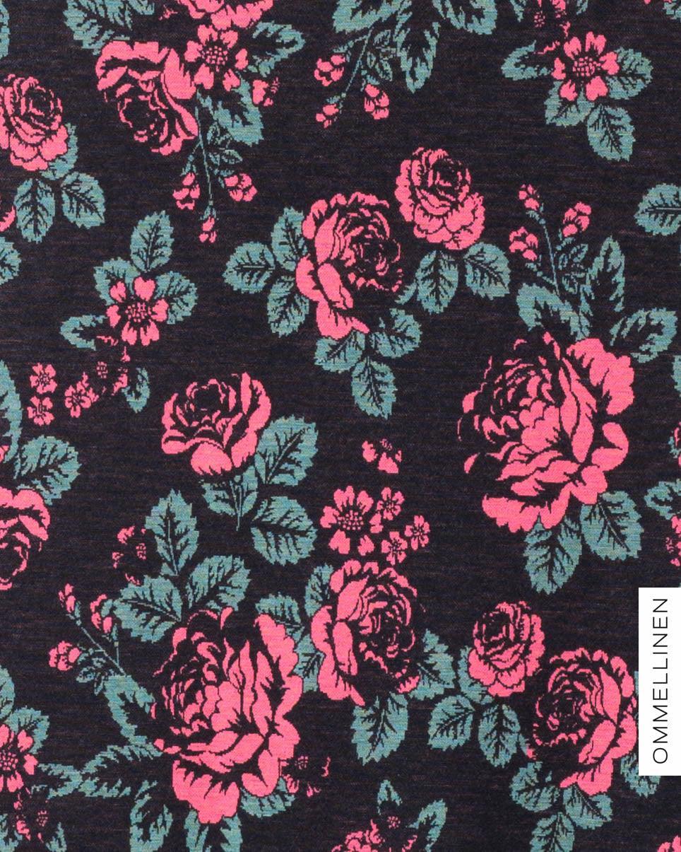 Merinovilla, Babushka Roses - musta/vihreÀ/koralli - Ommellinen