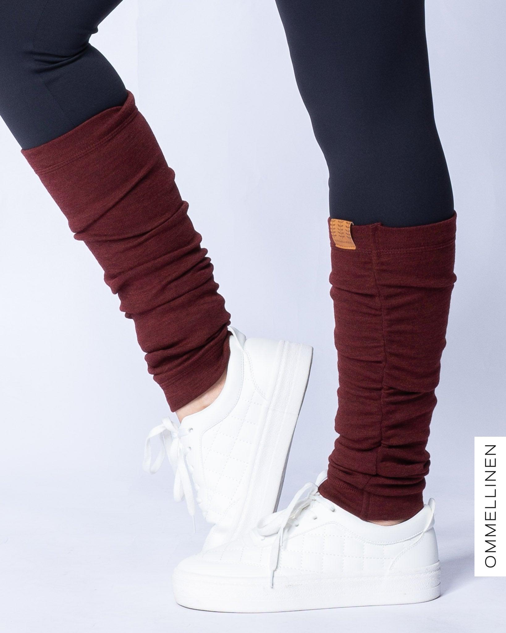 Burgundy leg shop warmers