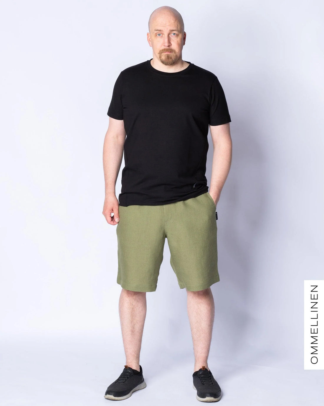 Miesten pellavashortsit, Vihreä - Ommellinen