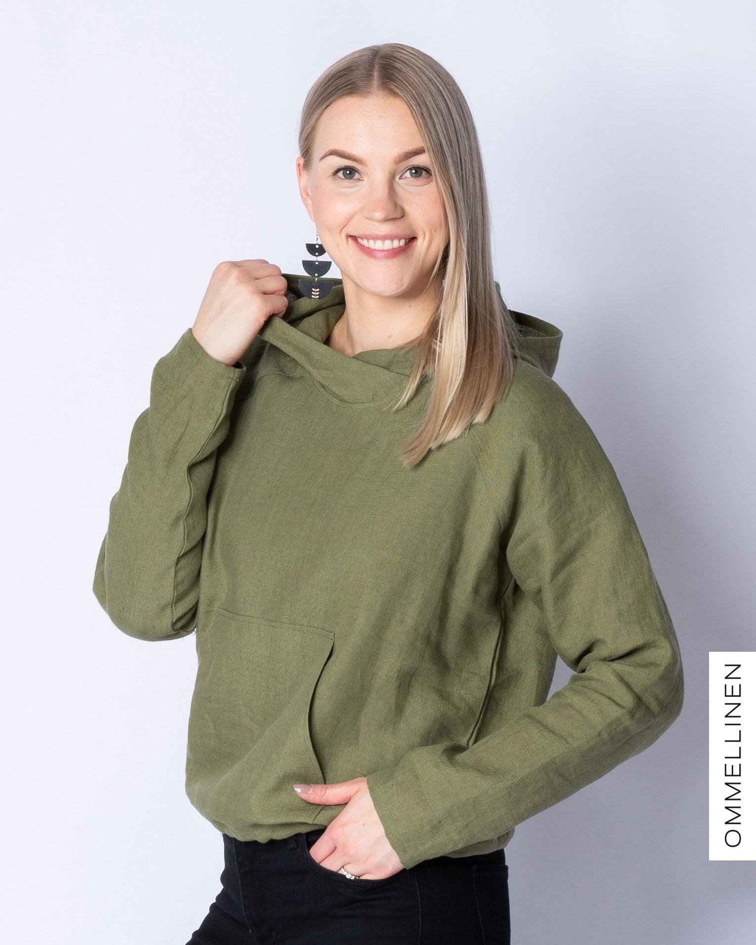 Ommellinen LINEN hoodie green