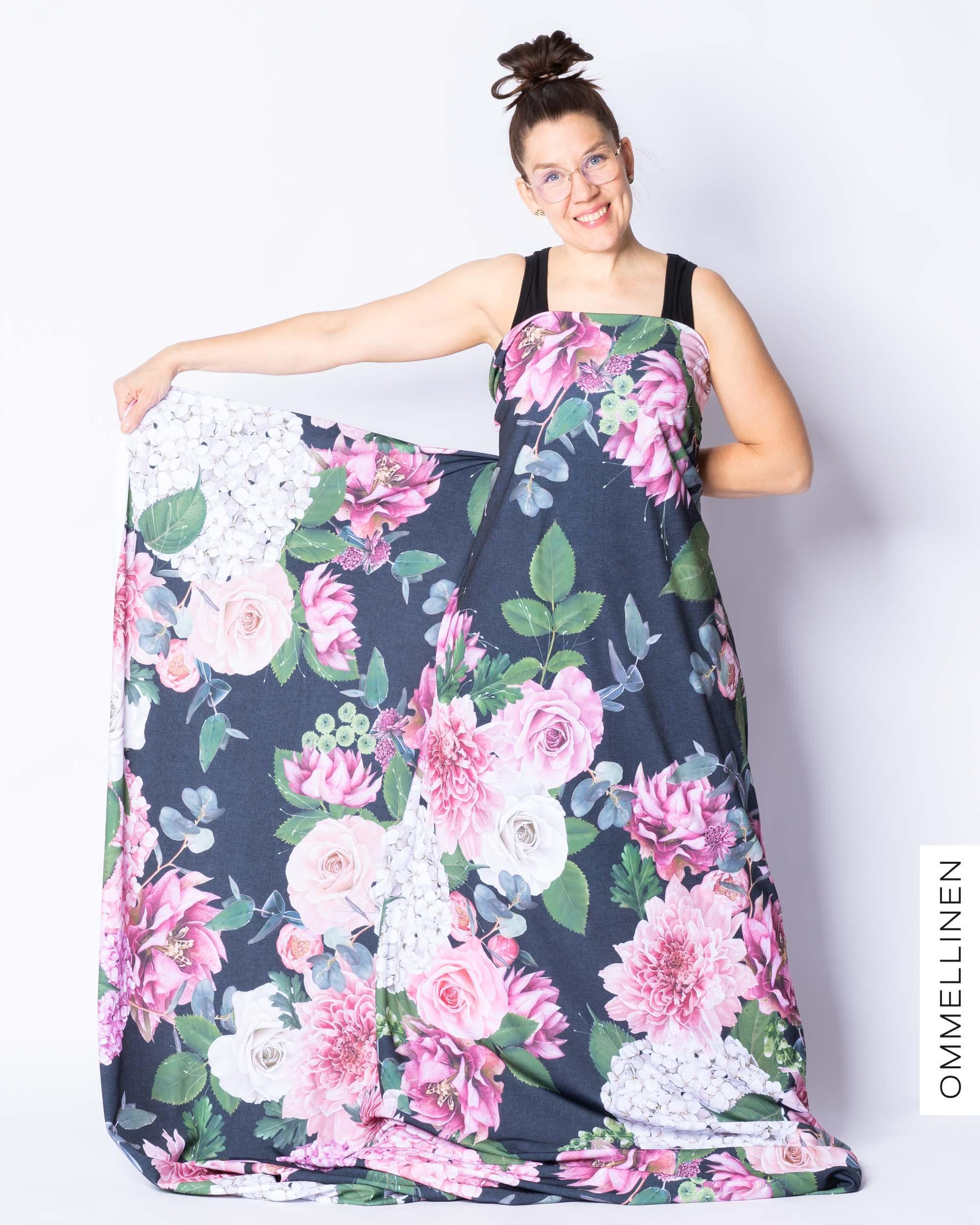 Verkkari, Kukkakimppu - mustapellava - Ommellinen