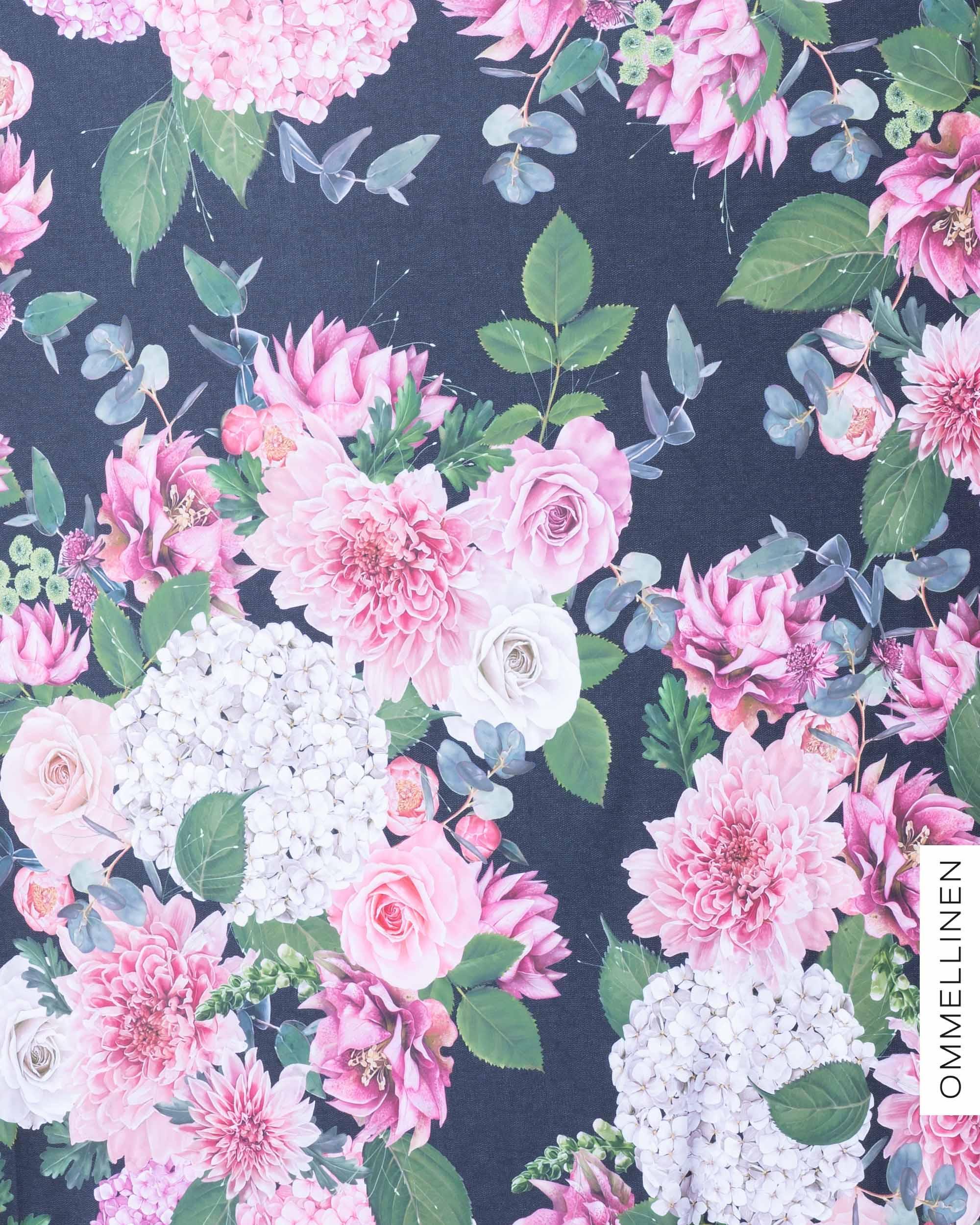 Verkkari, Kukkakimppu - mustapellava - Ommellinen