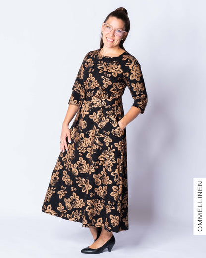 UNELMA dress, Babushka Roses - copper