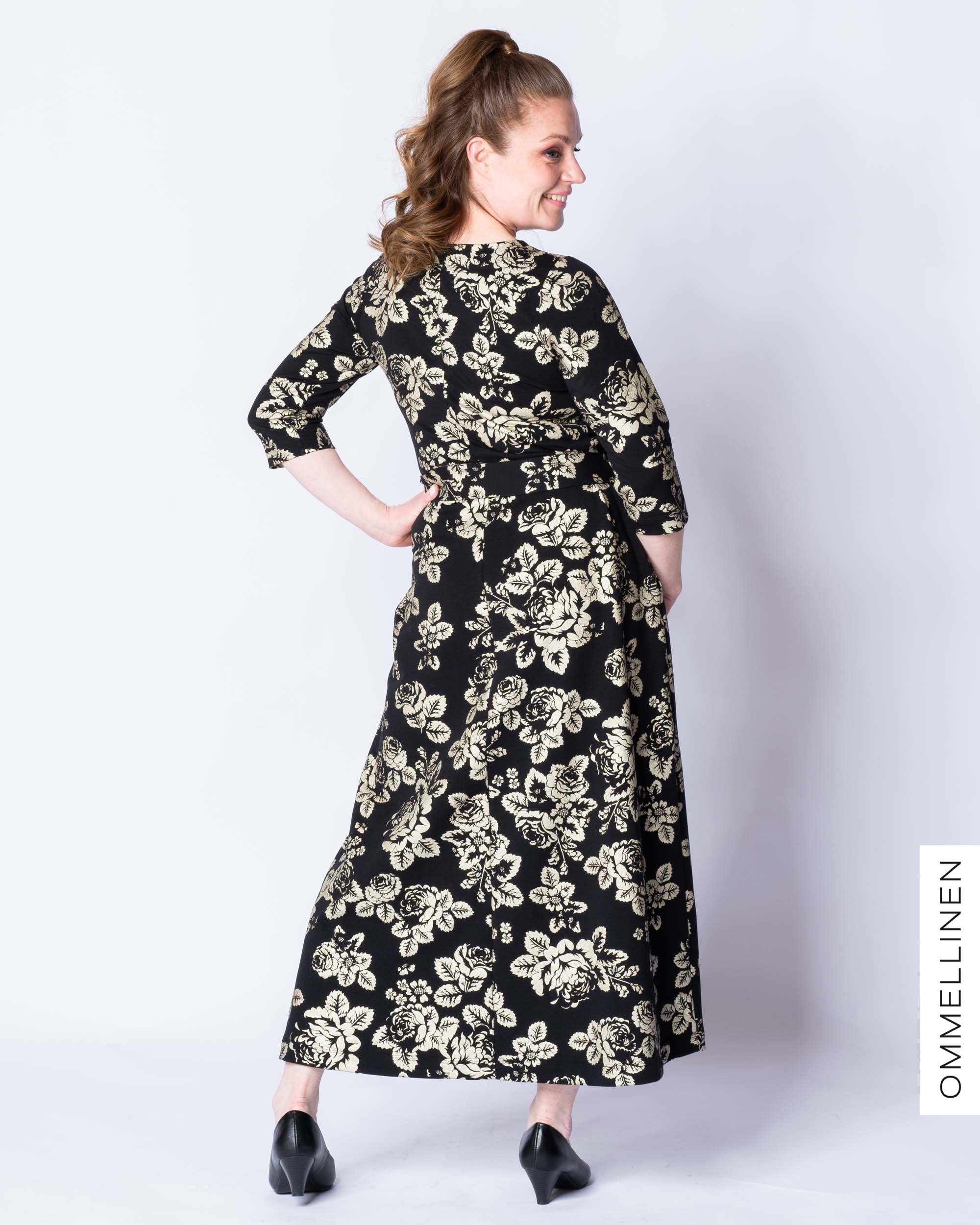 UNELMA dress, Babushka Roses - gold champagne