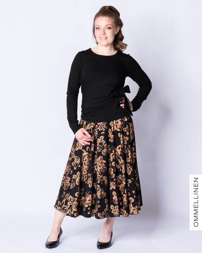 GLITTER skirt, Babushka Roses - copper