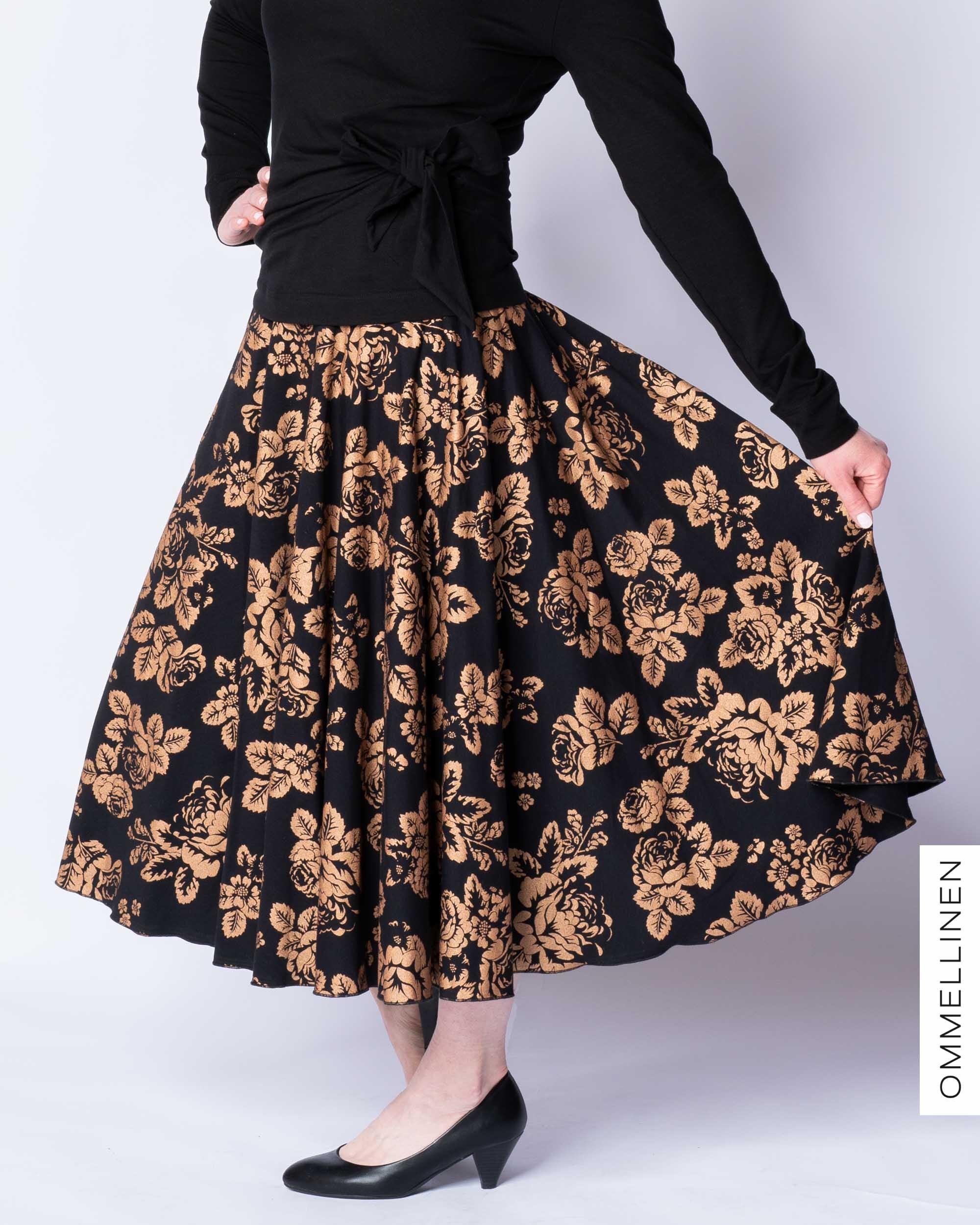 GLITTER skirt, Babushka Roses - copper