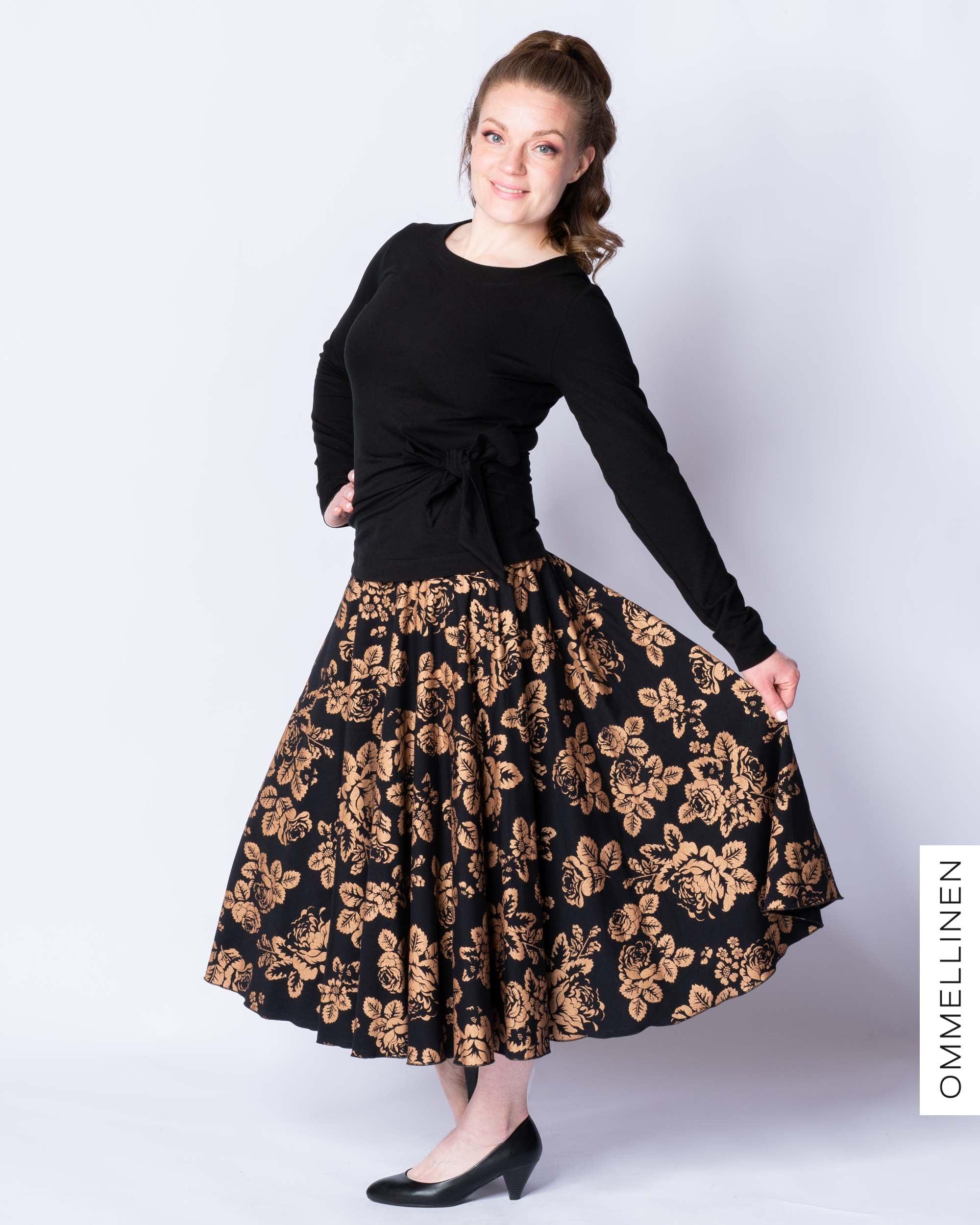 GLITTER skirt, Babushka Roses - copper