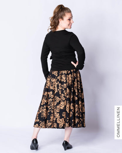 GLITTER skirt, Babushka Roses - copper