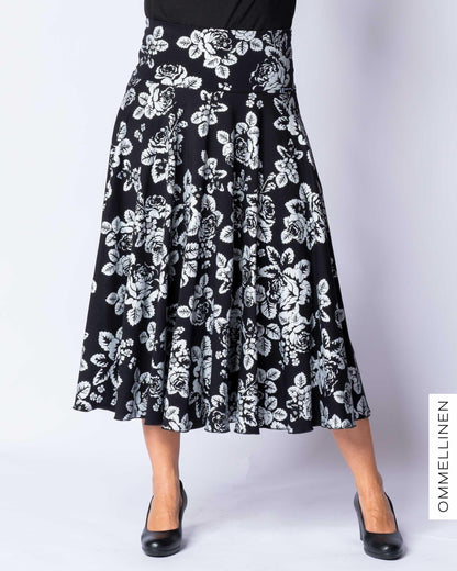 GLITTER skirt, Babushka Roses - silver