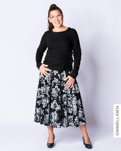 GLITTER skirt, Babushka Roses - silver