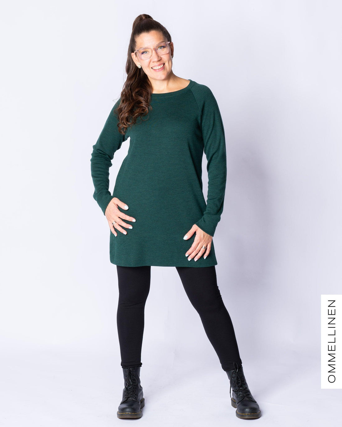 Villatunika, meleerattu tummanvihreÀ