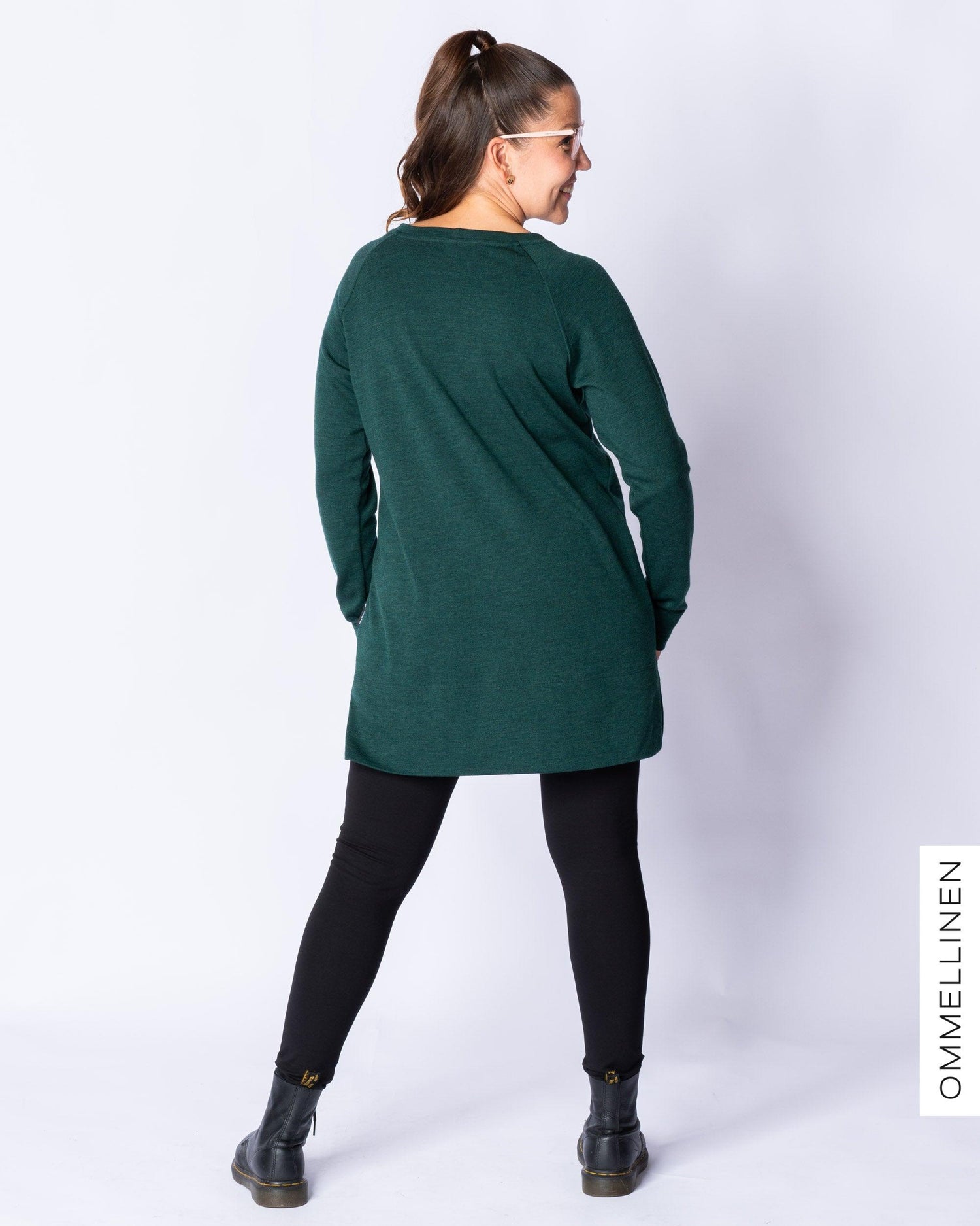 WOOL tunic, melange dark green