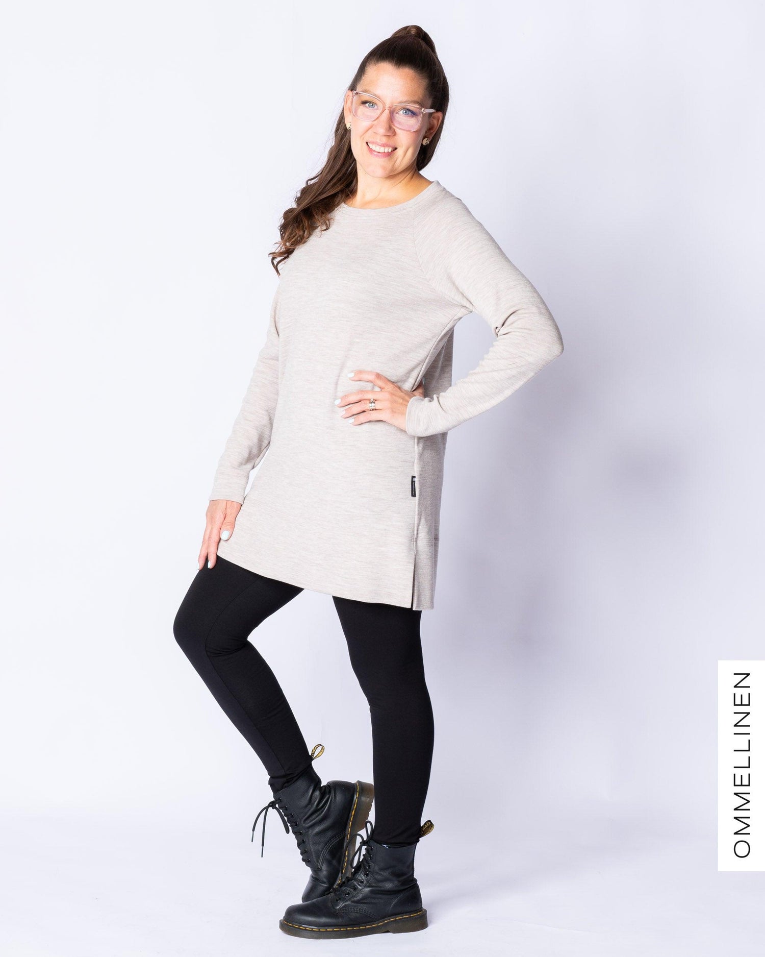 WOOL tunic, melange sand