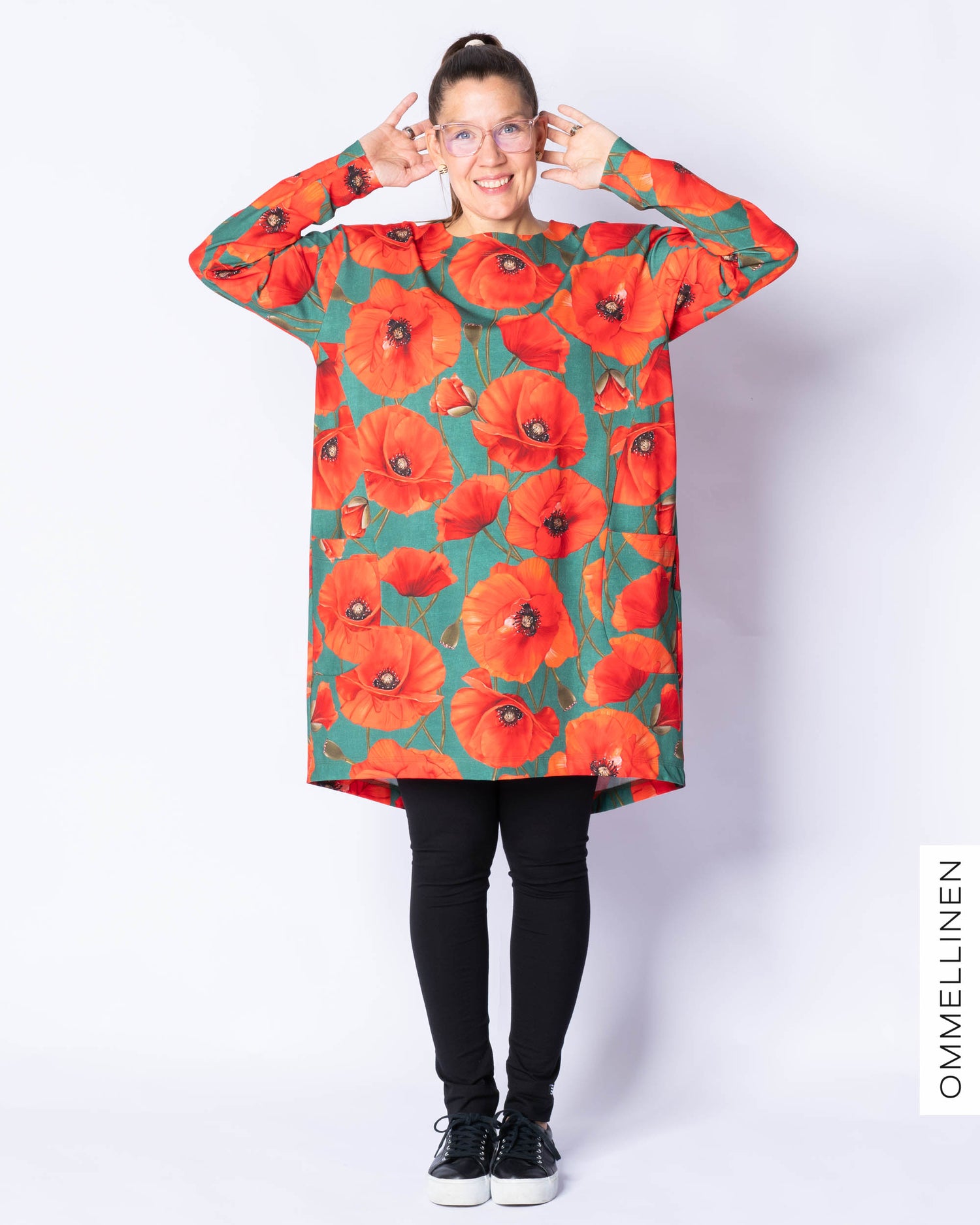 POCKET tunic, Yökukka - turquoise/red