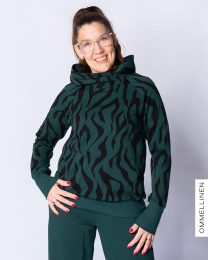 WHOOPS! LUOTTO hoodie, Villi - dark green - XL