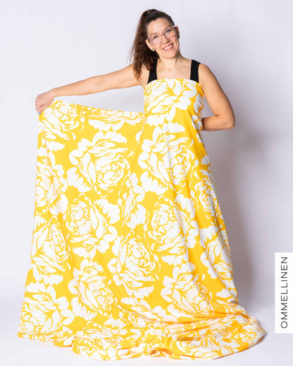 Jersey - PRE-CUT, Babushka Roses Giant - yellow/white