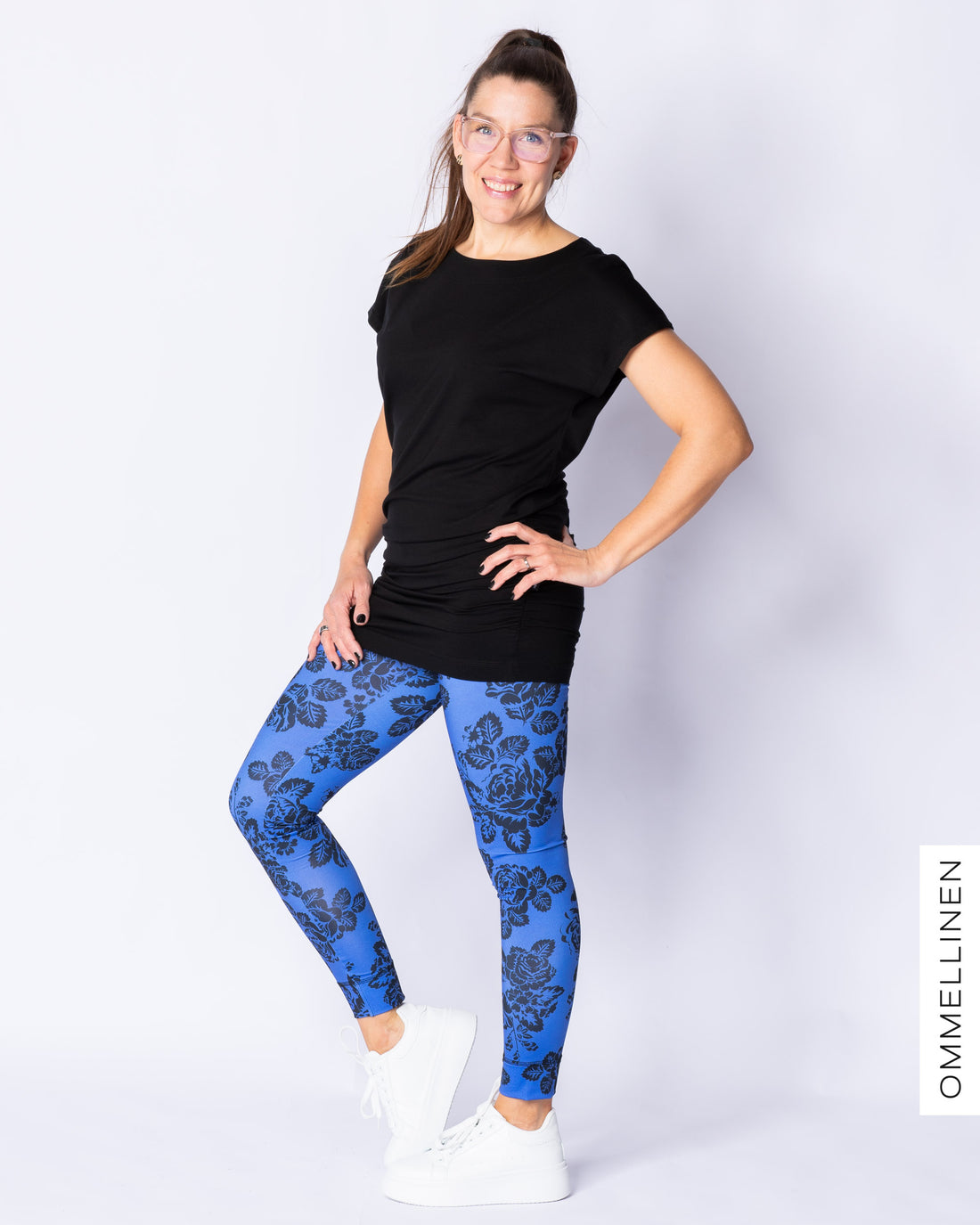 SPORT leggings, Babushka Roses Lace - blue