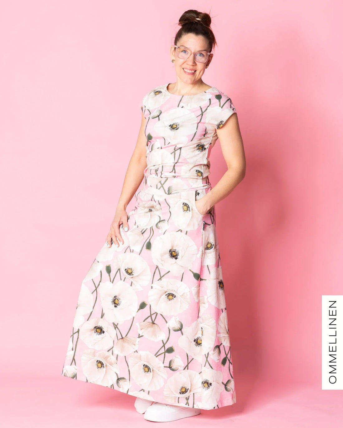 Maxihame, Yökukka - vaaleanpunainen/luonnonvalkoinen