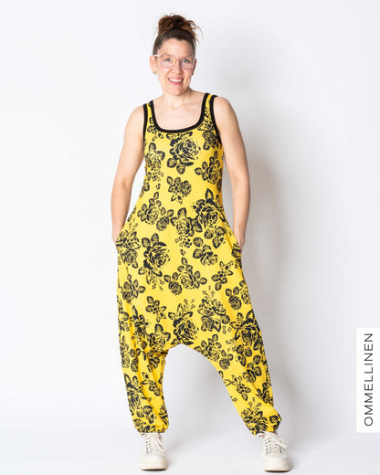 WHOOPS! HAAREMI jumpsuit, Babushka Roses Lace - yellow - L