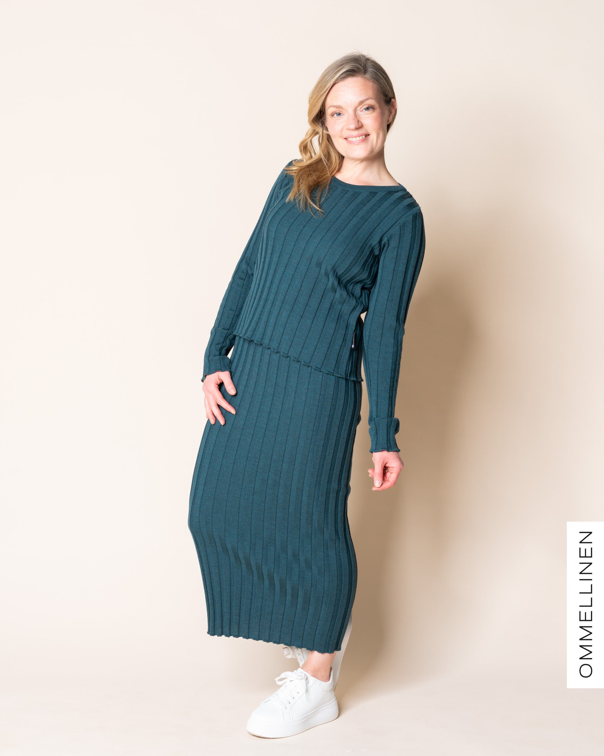RIBBI skirt - merino wool, petrol