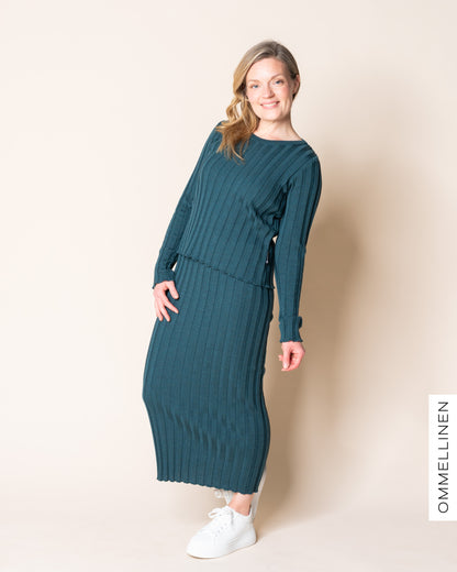 RIBBI skirt - merino wool, petrol