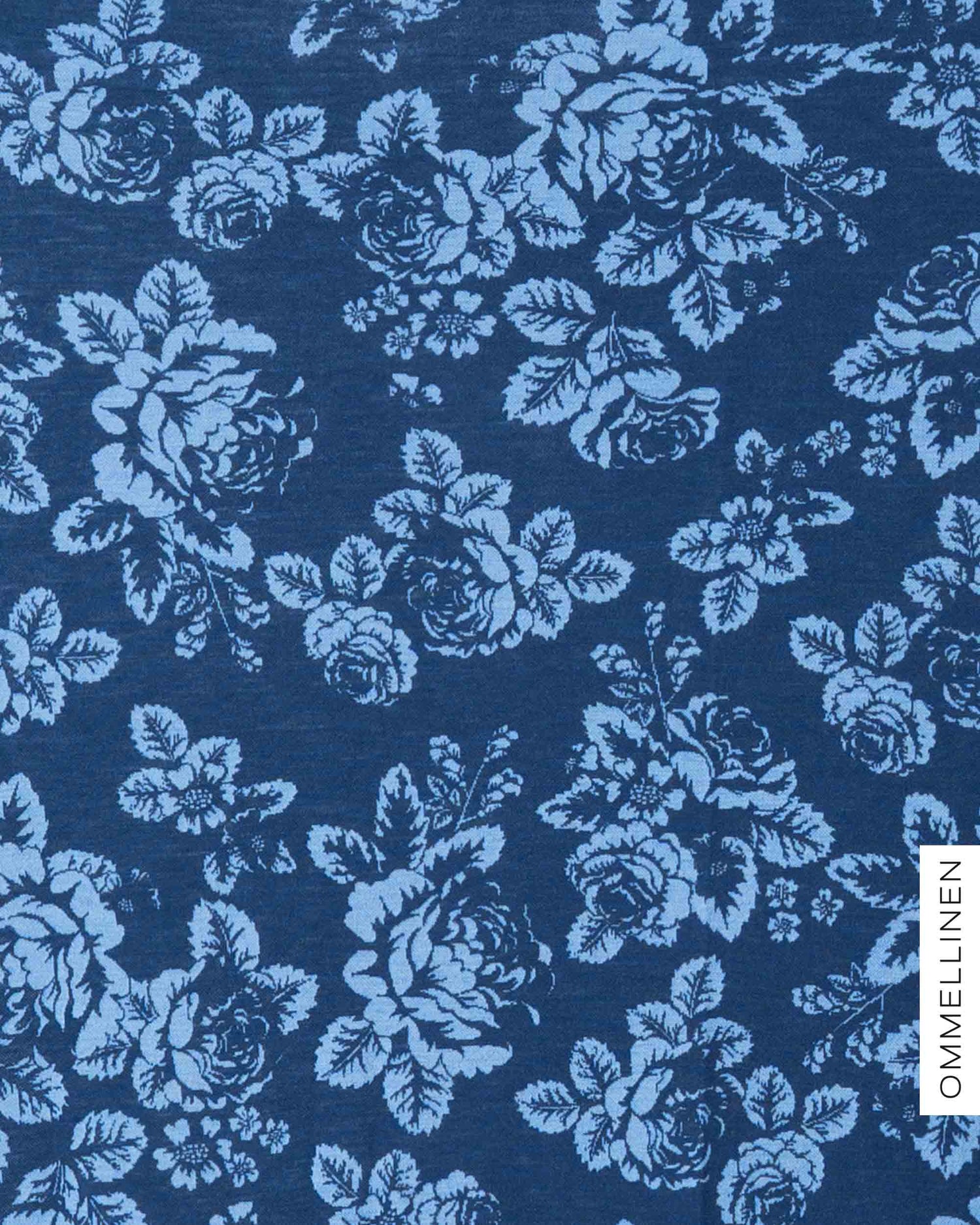 Merino wool - PRE-CUT, Babushka Roses - blue